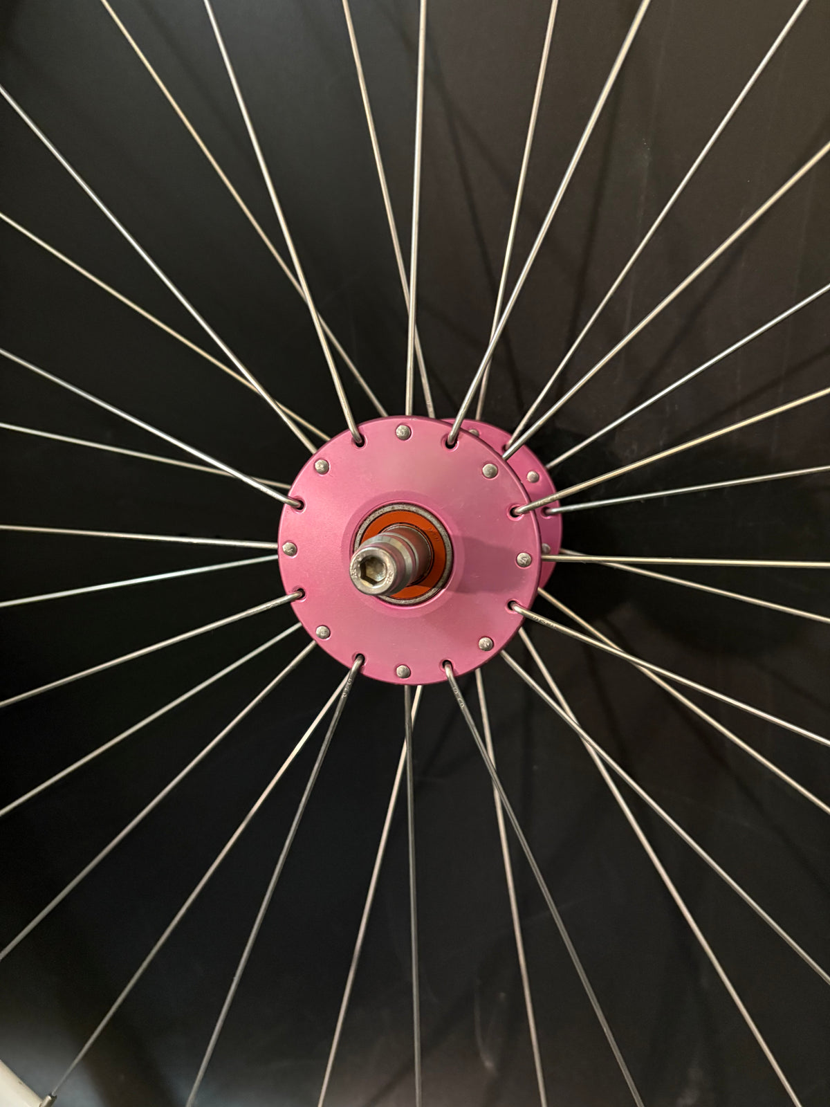 Velocity Deep V Machined White / Phil Wood HF Pink Wheelset 32h