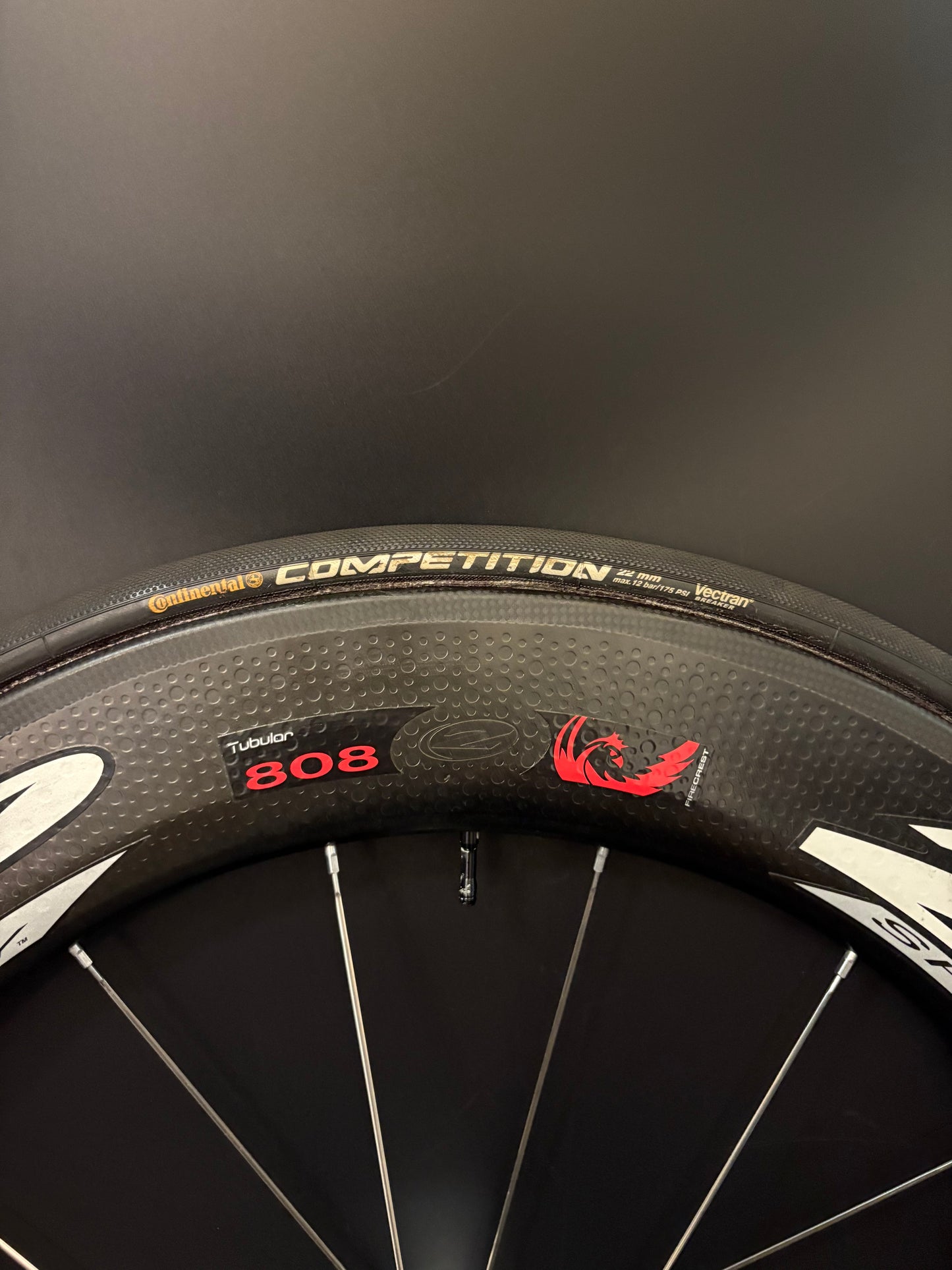 Zipp 808 Firecrest Tubular Front Wheel Carbon 16h