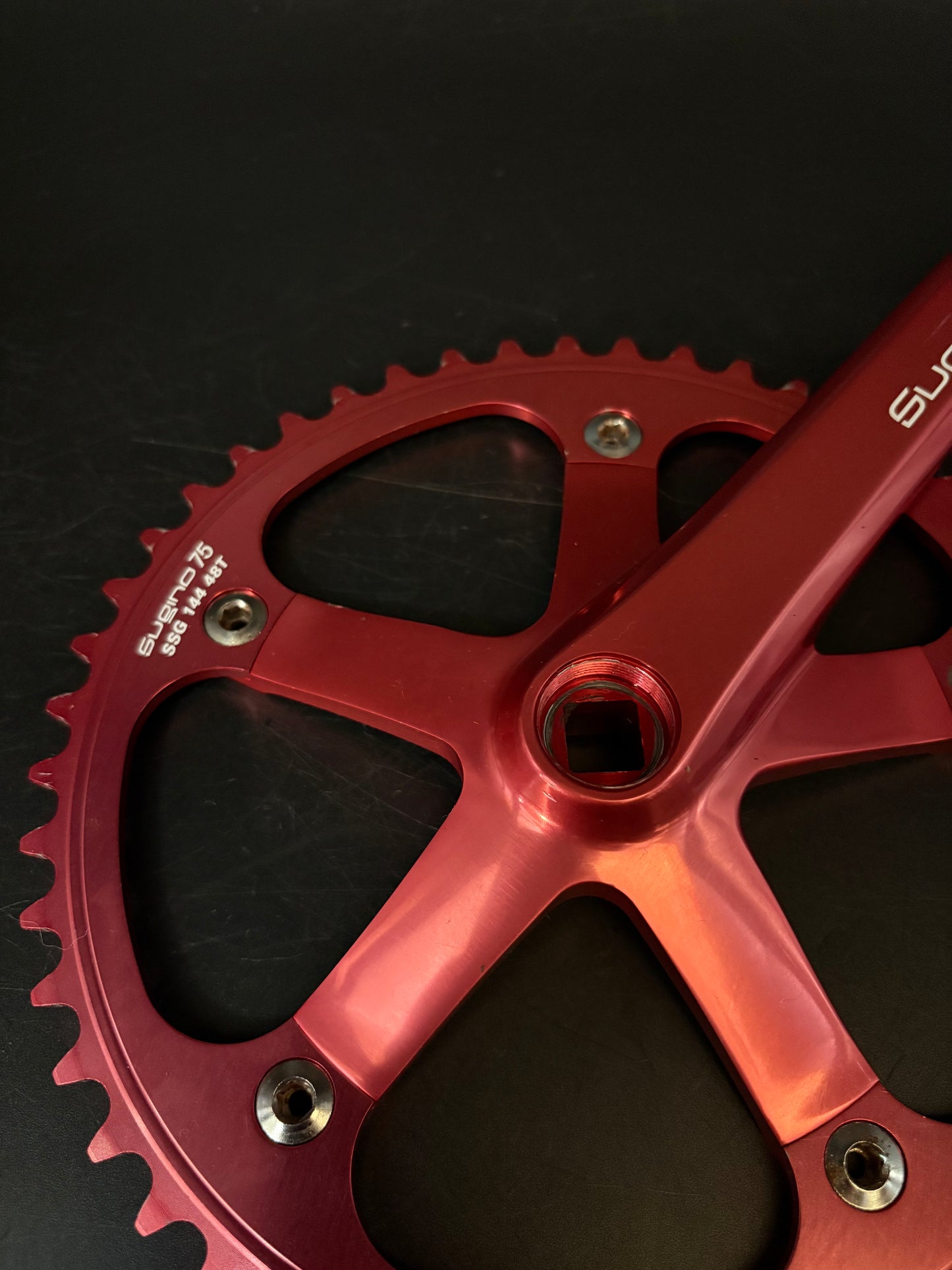 Sugino 75 Crankset Red 165mm 48t