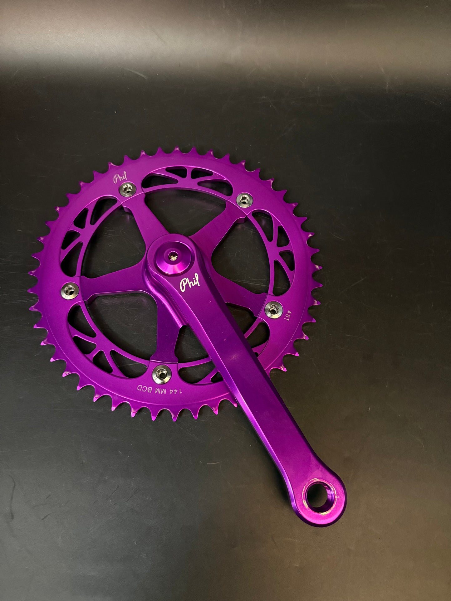 Phil Wood Track Crankset Purple 165mm 48t
