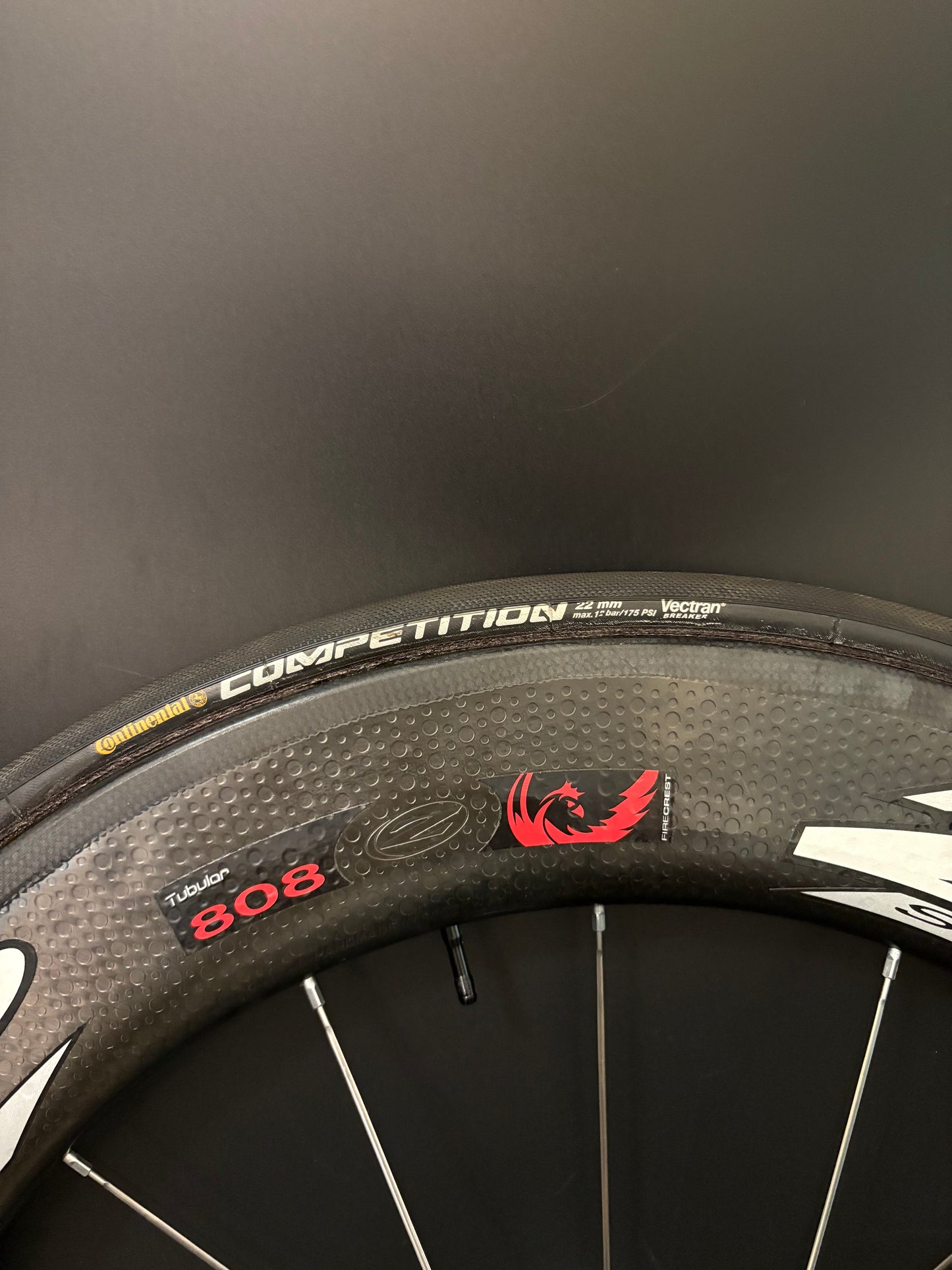 Zipp 808 Firecrest Tubular Front Wheel Carbon 16h