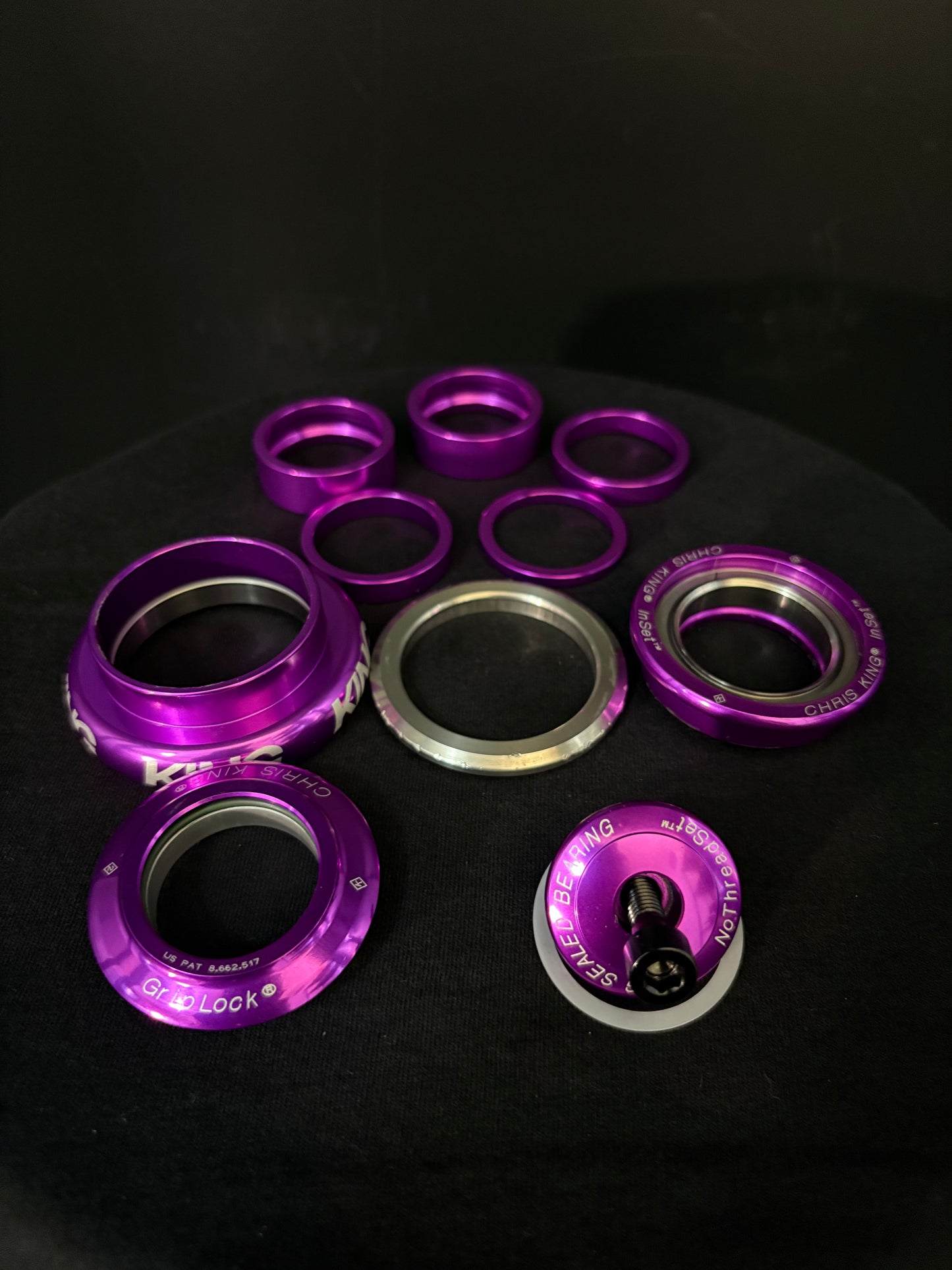 Chris King Inset 7 Headset Violet w/ Chris King Spacer Kit