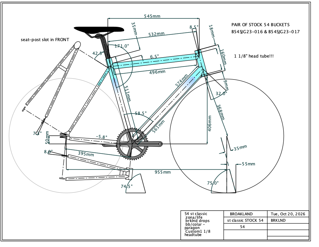NEW Broakland Bikes Buckets Frameset Blue 54cm