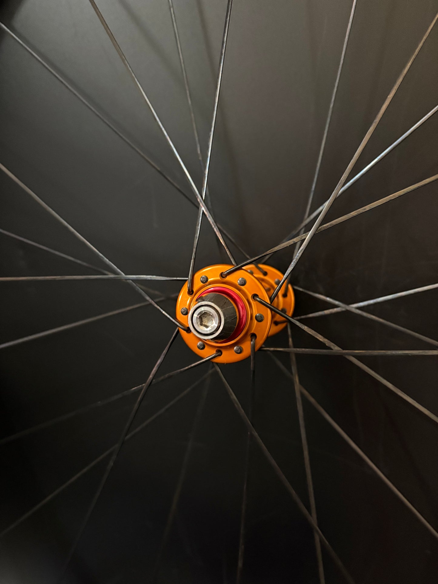 Deluxe White Logo 45mm Carbon / Mack Hubs Wheelset Orange 24h