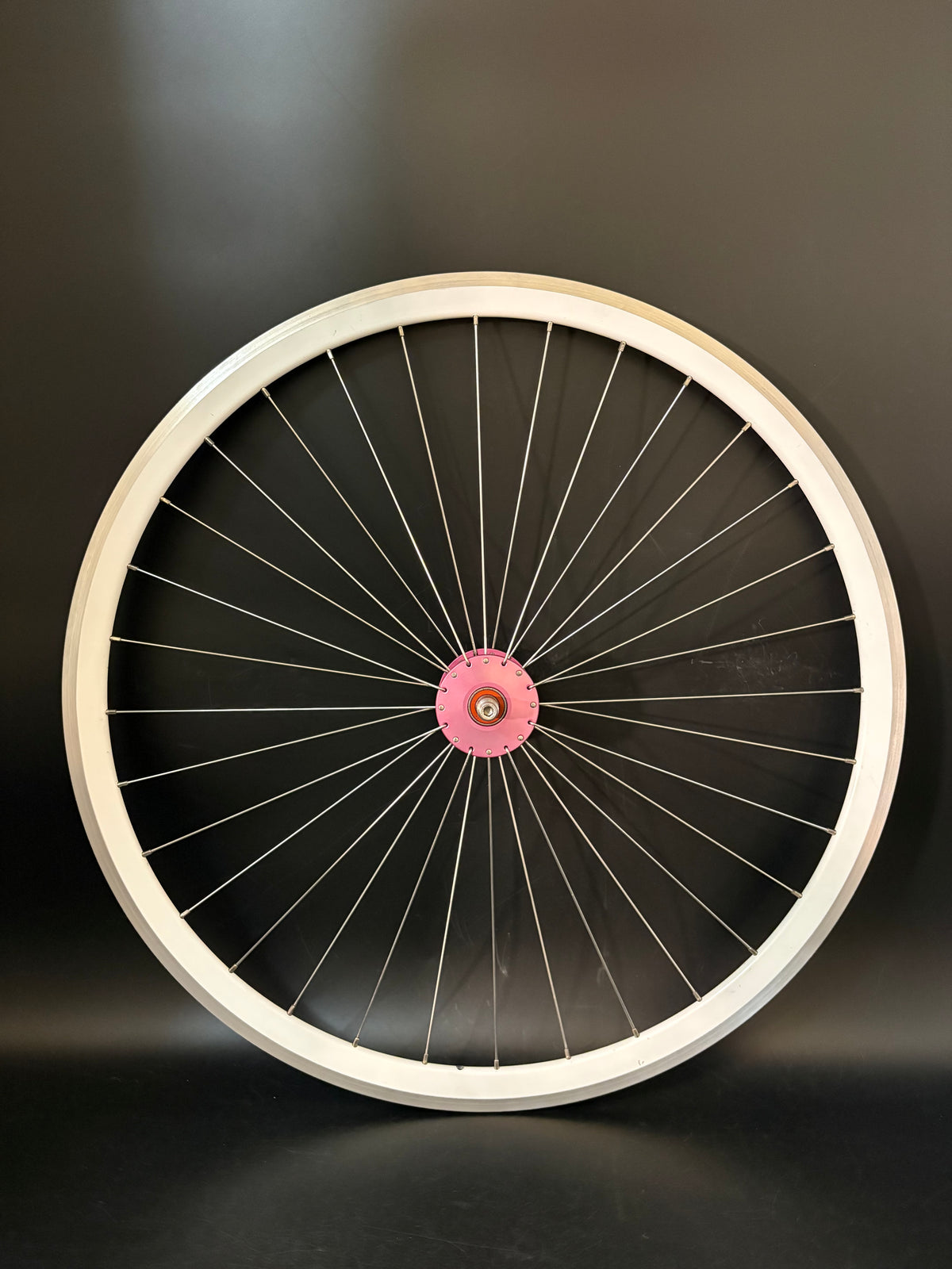 Velocity Deep V Machined White / Phil Wood HF Pink Wheelset 32h