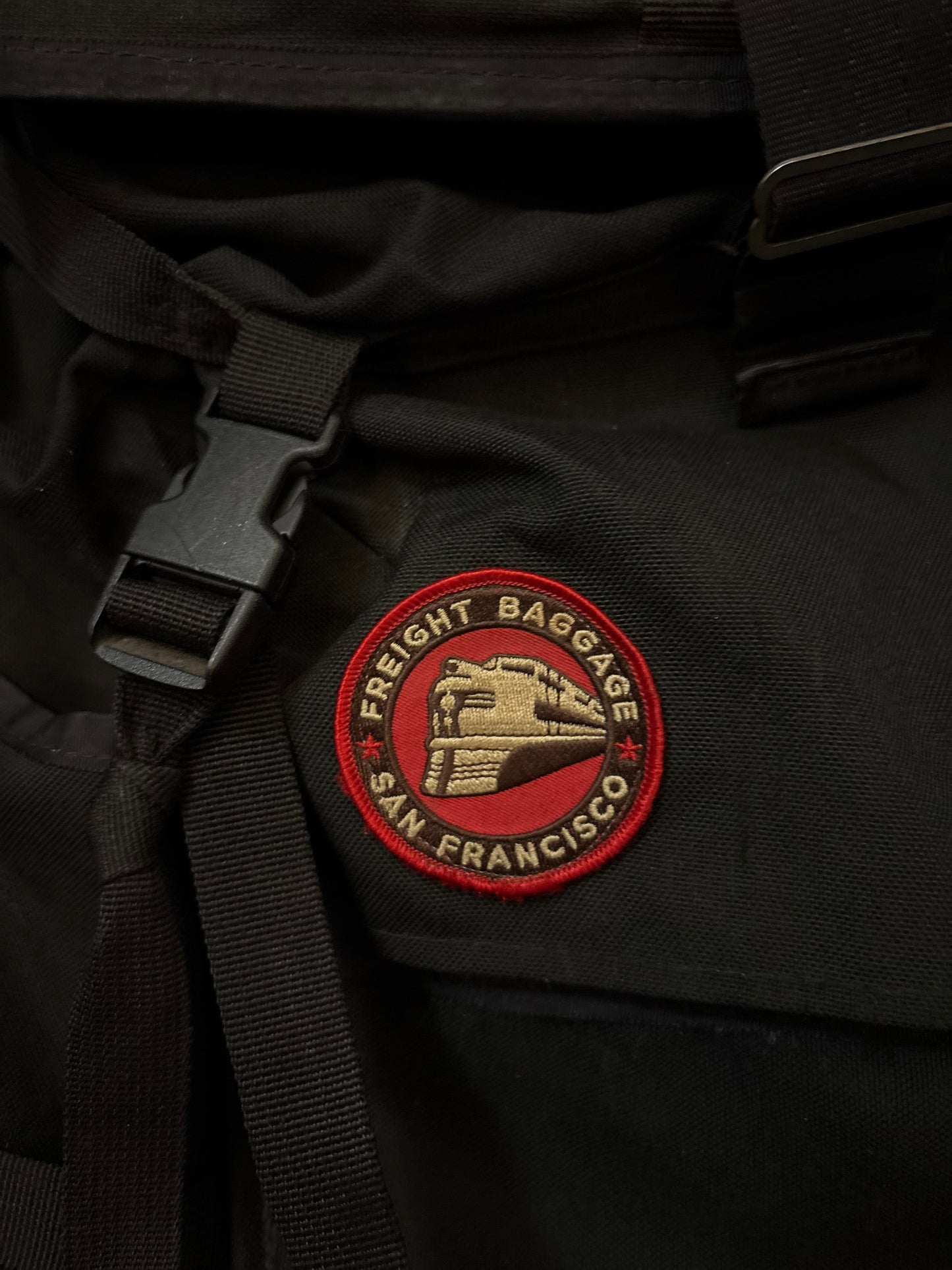 Freight Baggage Roll Top Messenger Bag Backpack Black