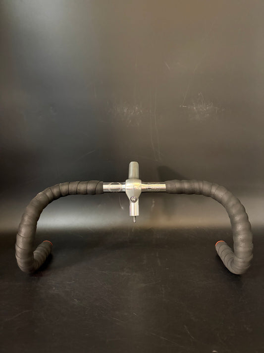 Nitto Fuji Olympiade Drop Handlebar Silver 39cm + Nitto Jaguar Stem 100mm 25.4