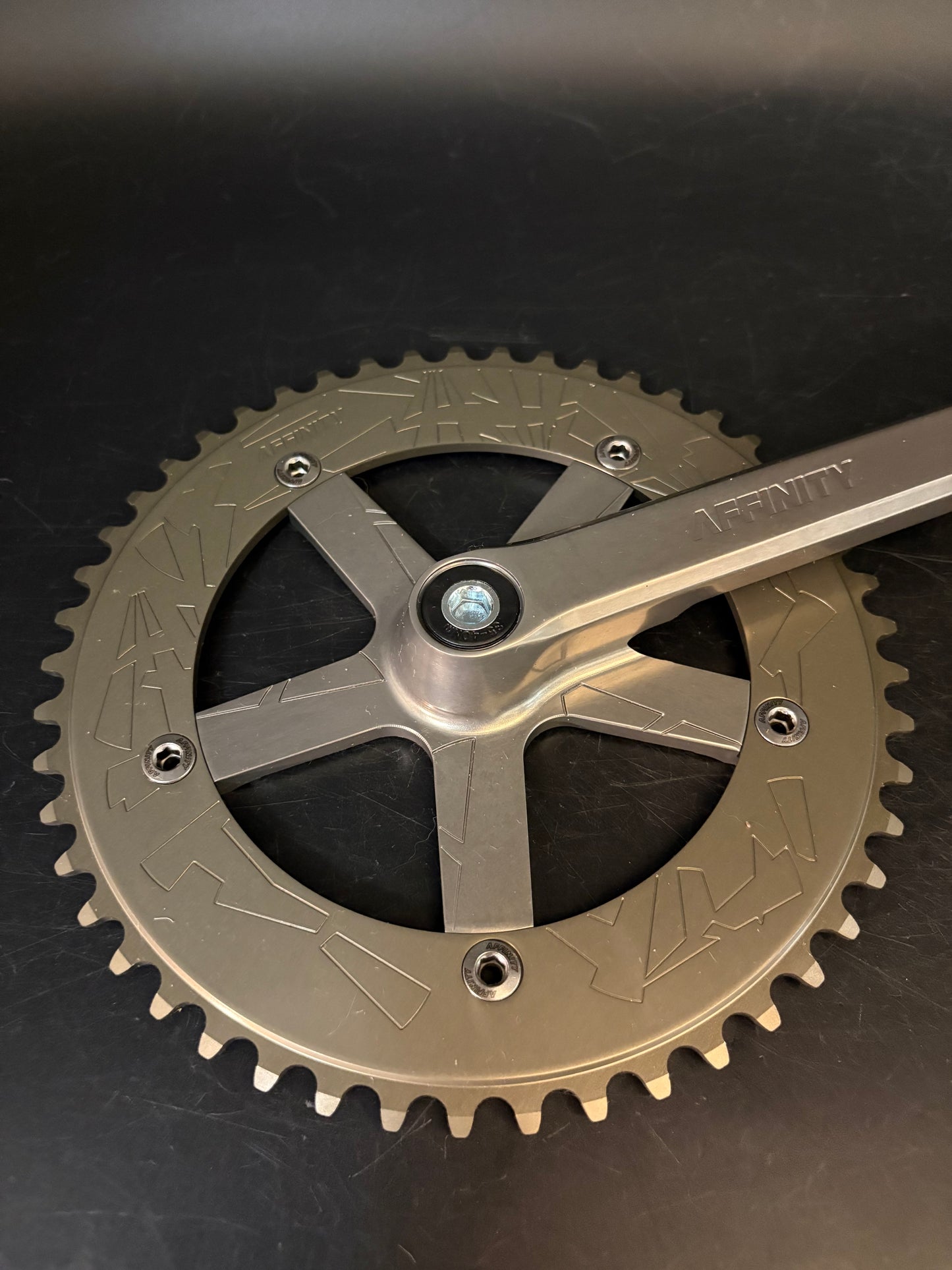 Affinity Pro Track Crankset Hard Ano Grey 165mm 49t