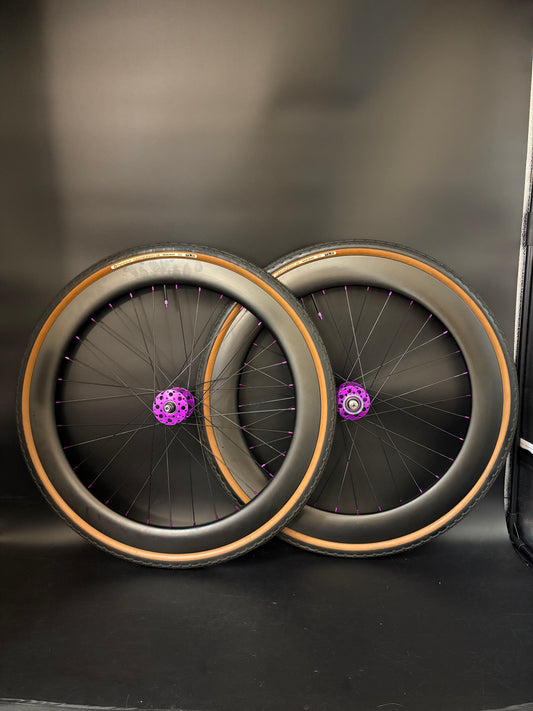 Light Bicycle 55/65mm Carbon / Phil Wood Pro HF Wheelset Purple 32h