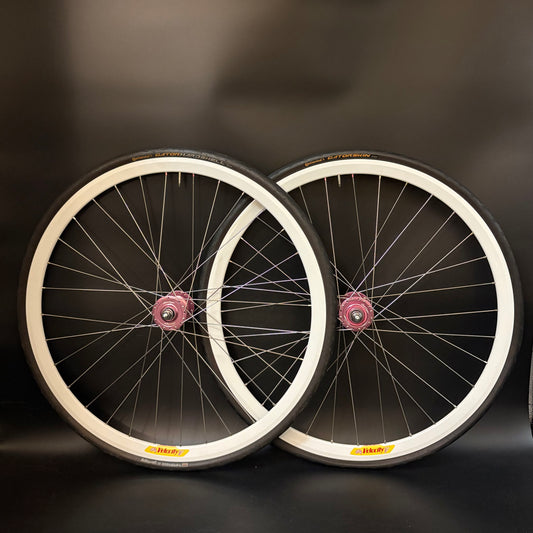 Velocity Deep V White / Gran Compe Pink Wheelset 32h