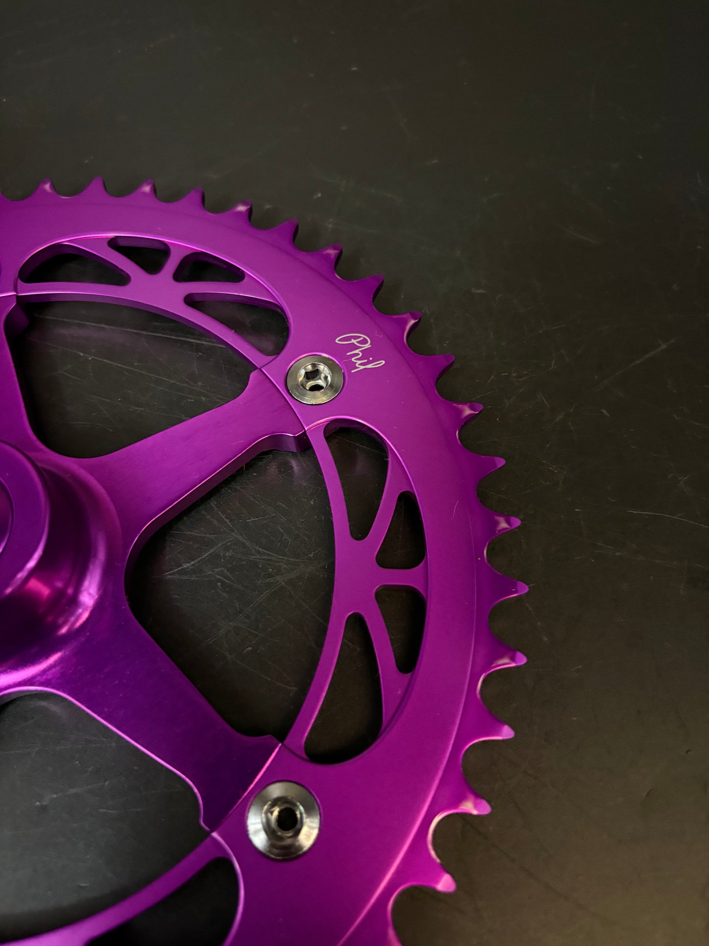 Phil Wood Track Crankset Purple 165mm 48t