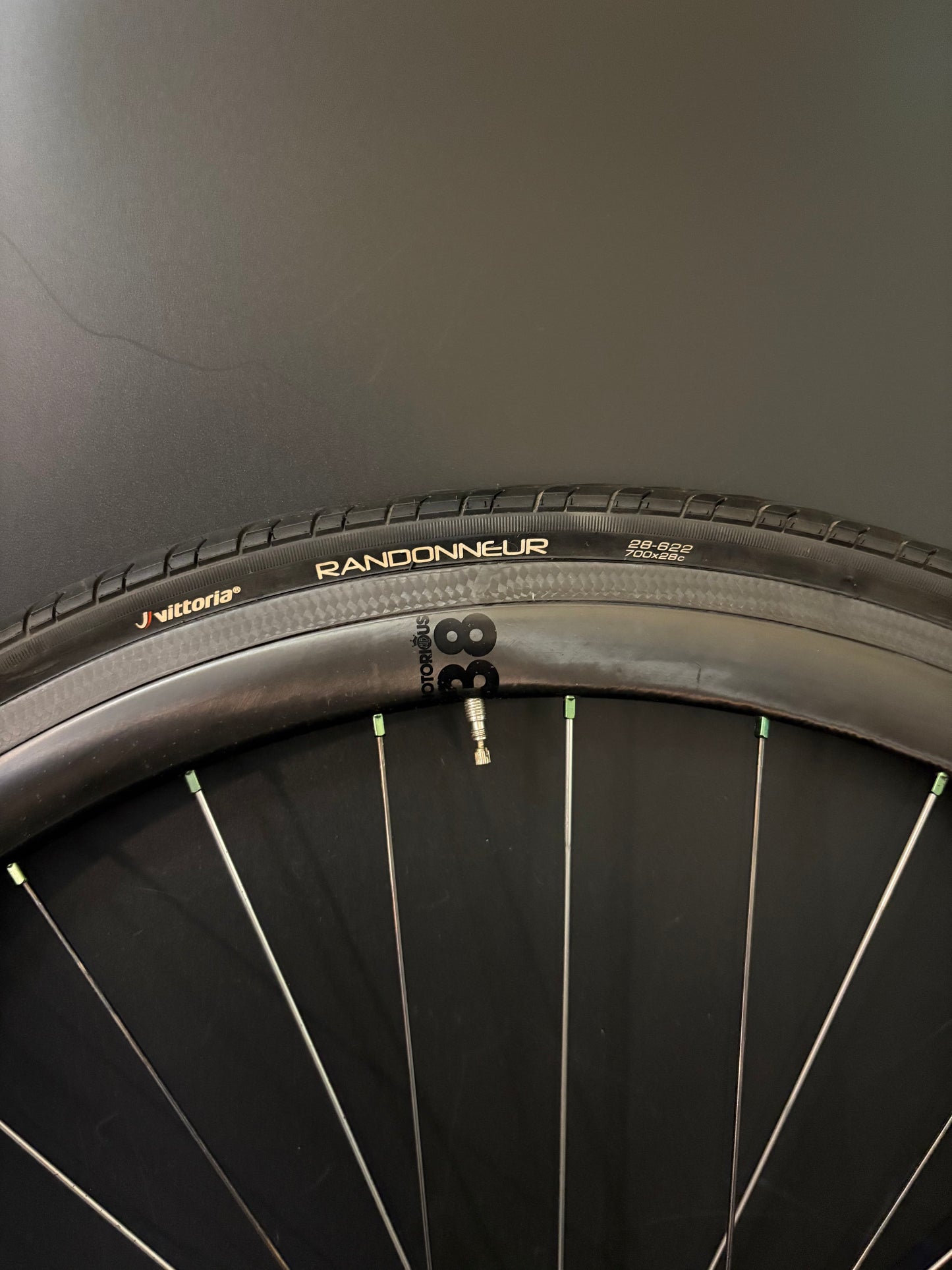 H Plus Son Archetype Black + BLB Notorious 38 Carbon / Phil Wood Bright Green LF Wheelset 32h