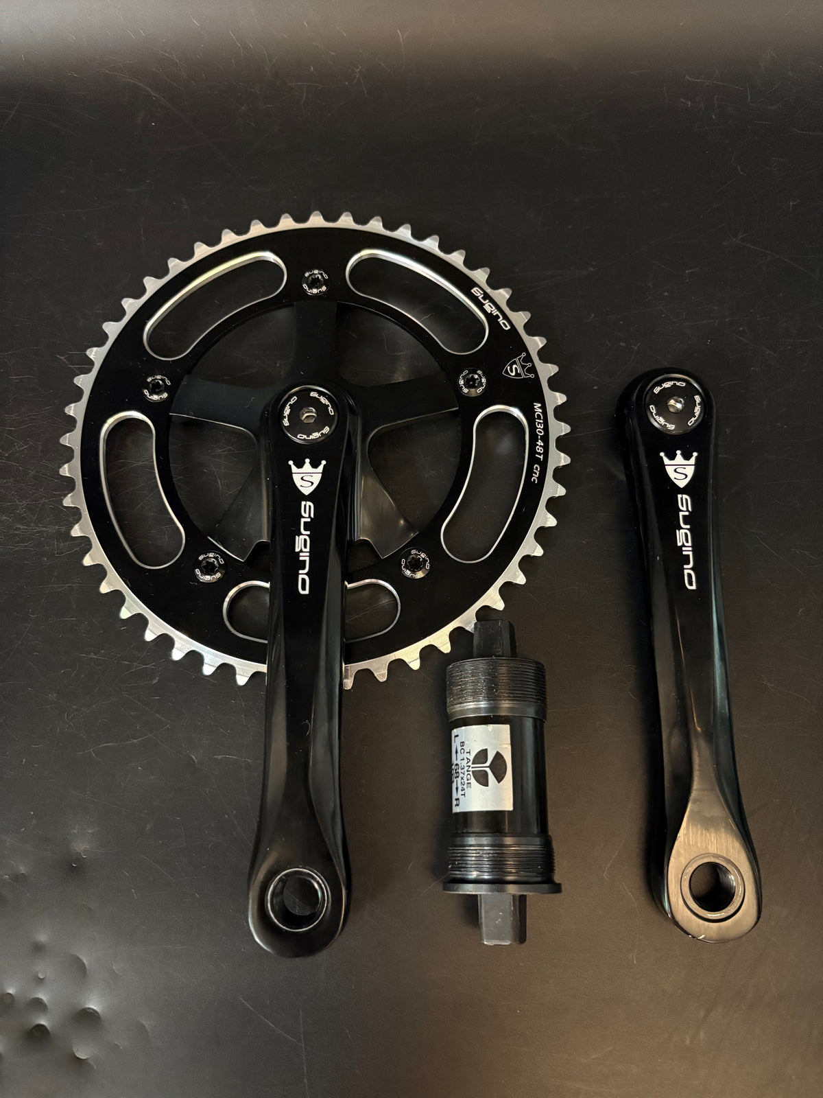 Sugino RD4 Mighty Comp Crankset Black 165mm 48t 130bcd