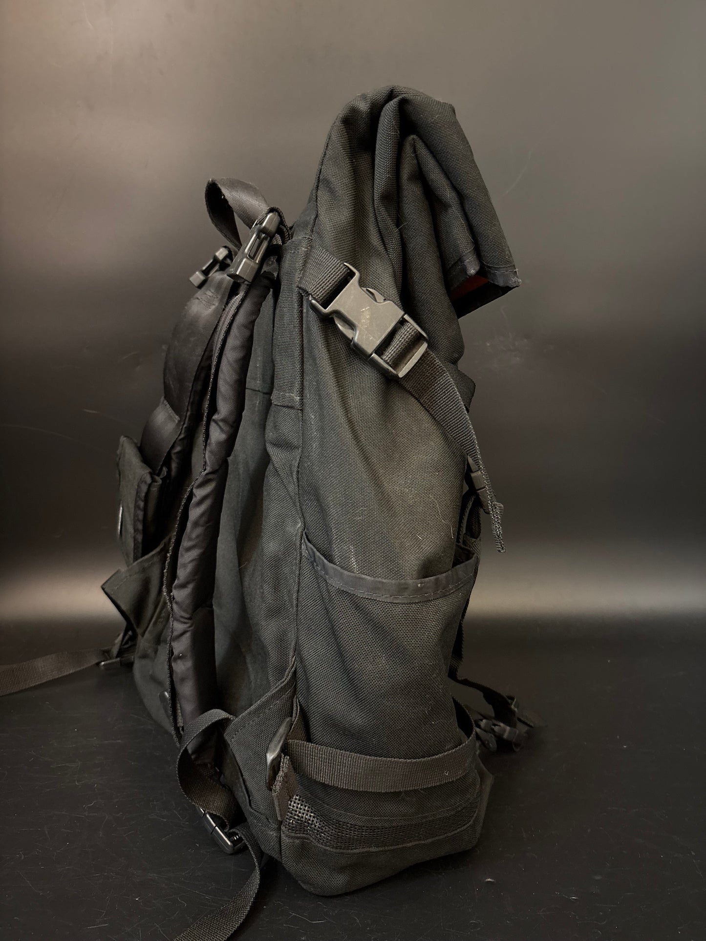 Freight Baggage Roll Top Messenger Bag Backpack Black