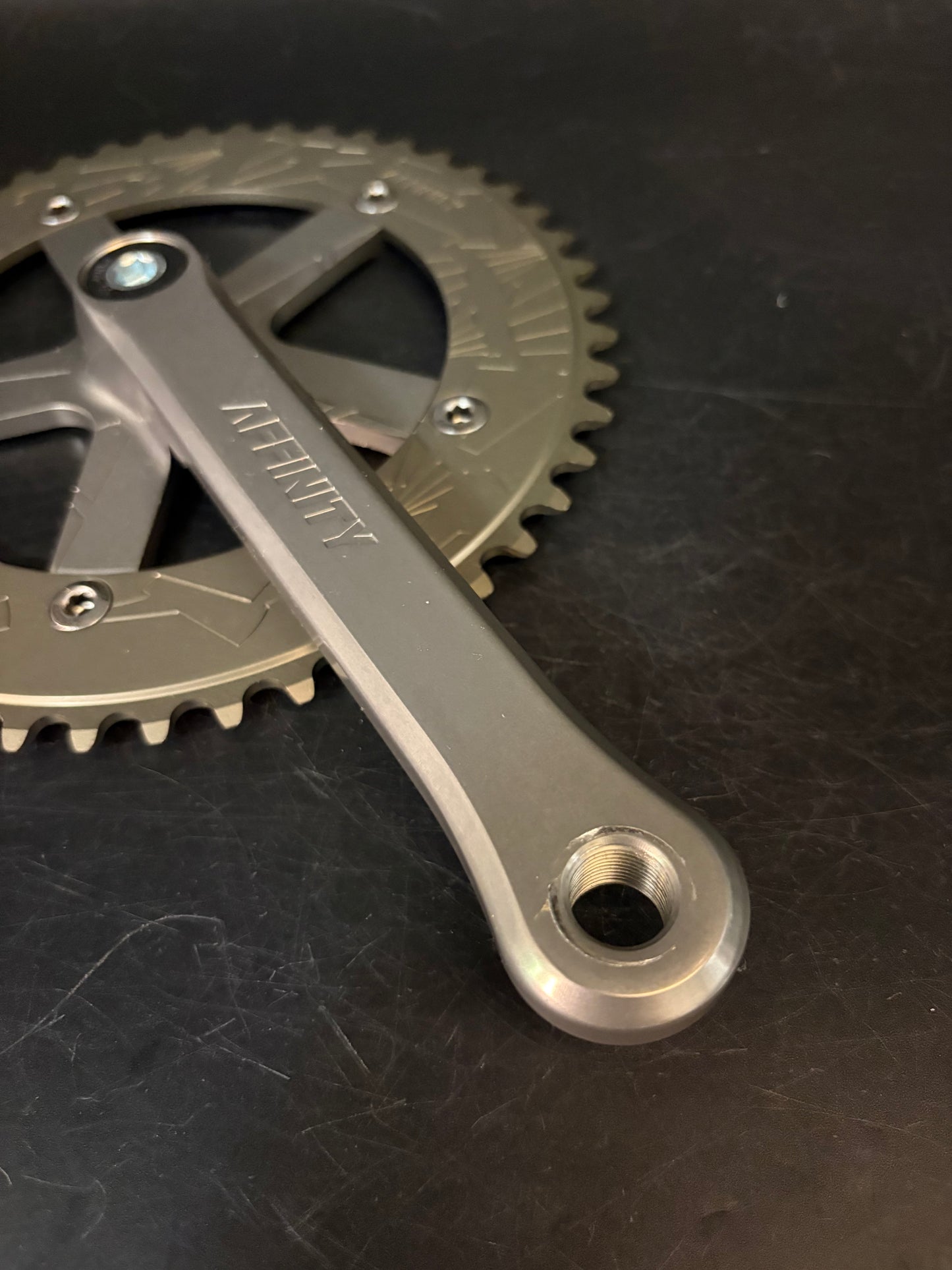 Affinity Pro Track Crankset Hard Ano Grey 165mm 49t