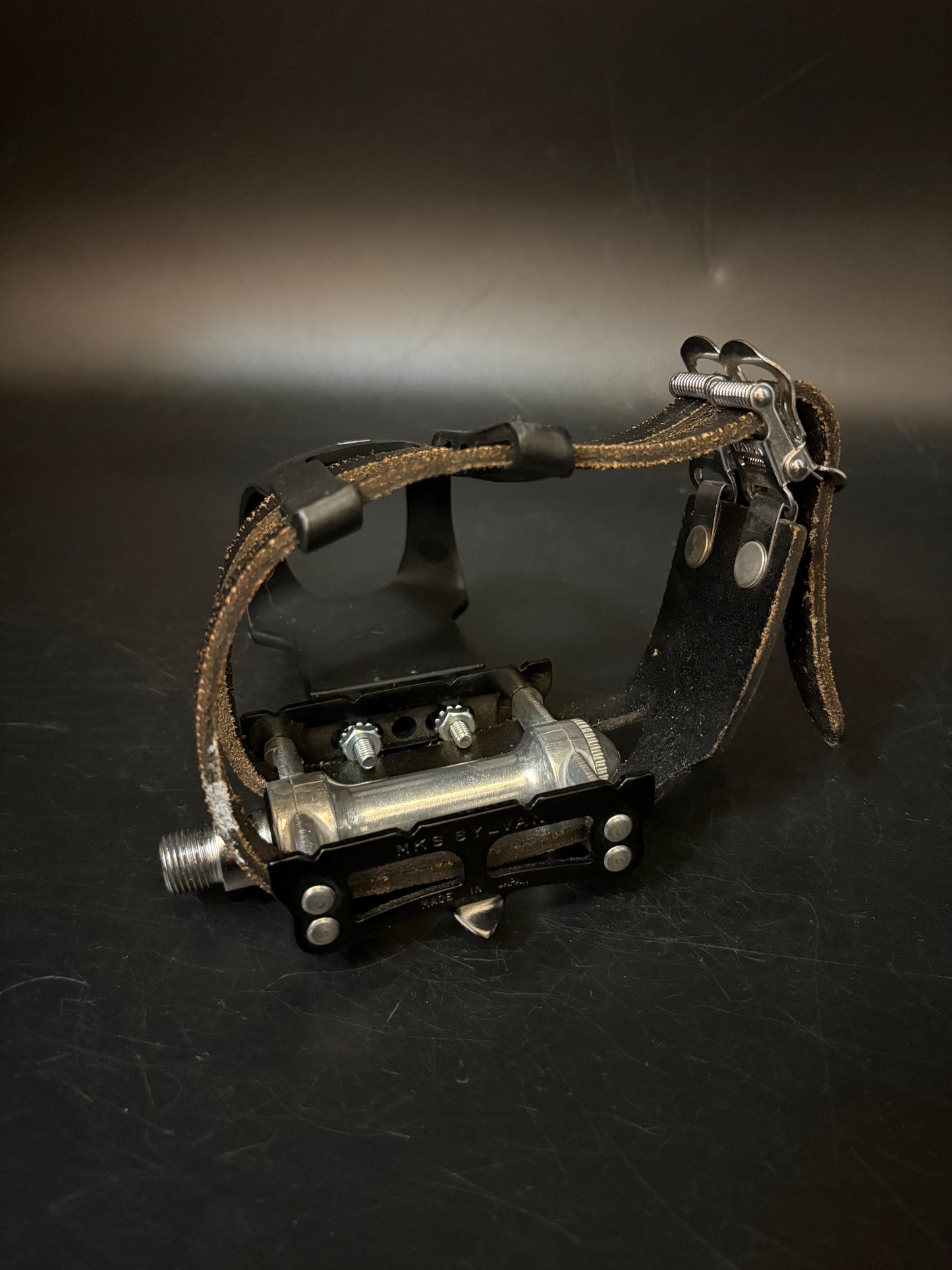MKS Sylvan Black / All City Leather Double Straps Pedal Setup