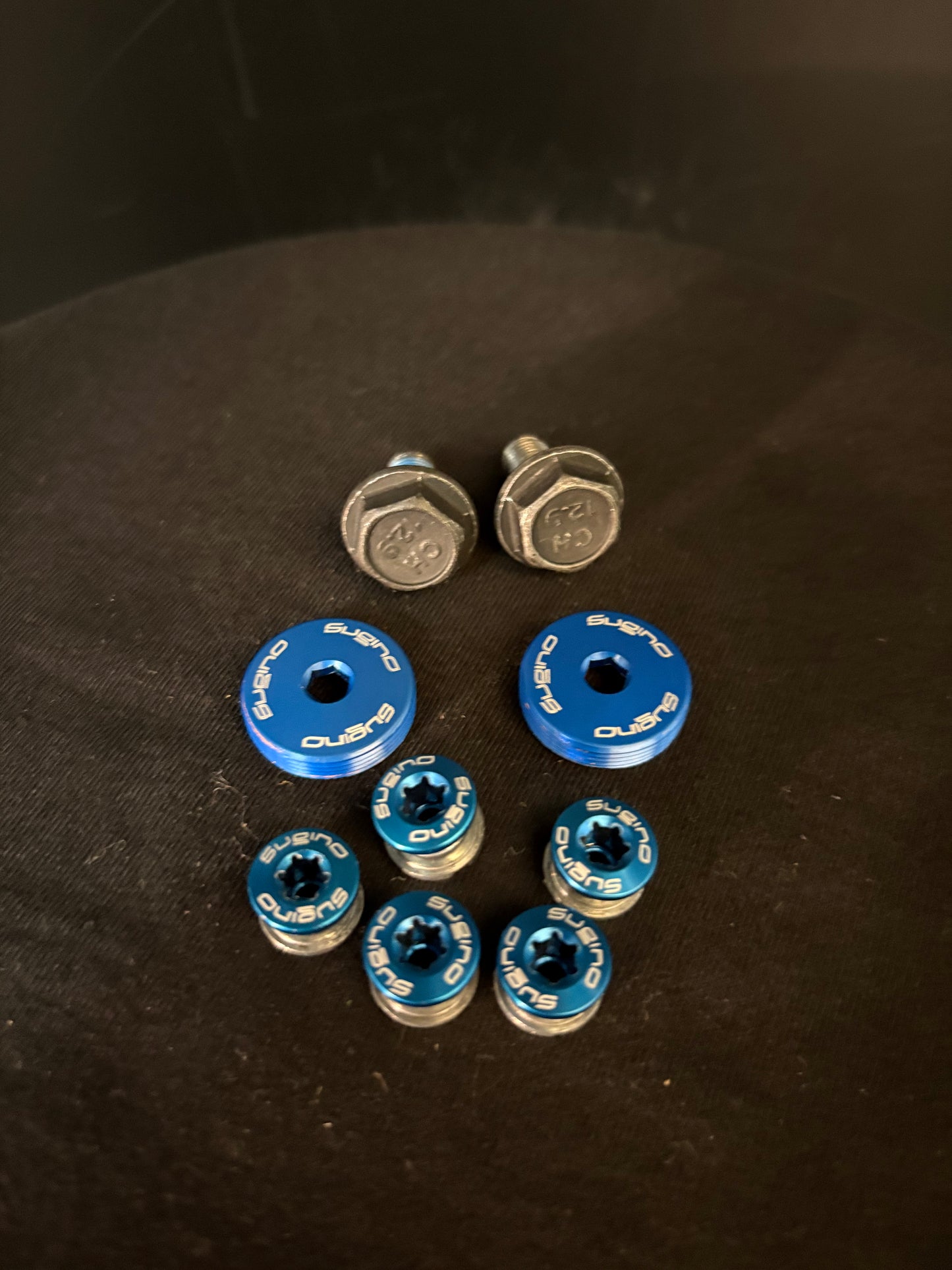 Sugino Chainring Bolts + Crank Bolts & Dust Caps Blue