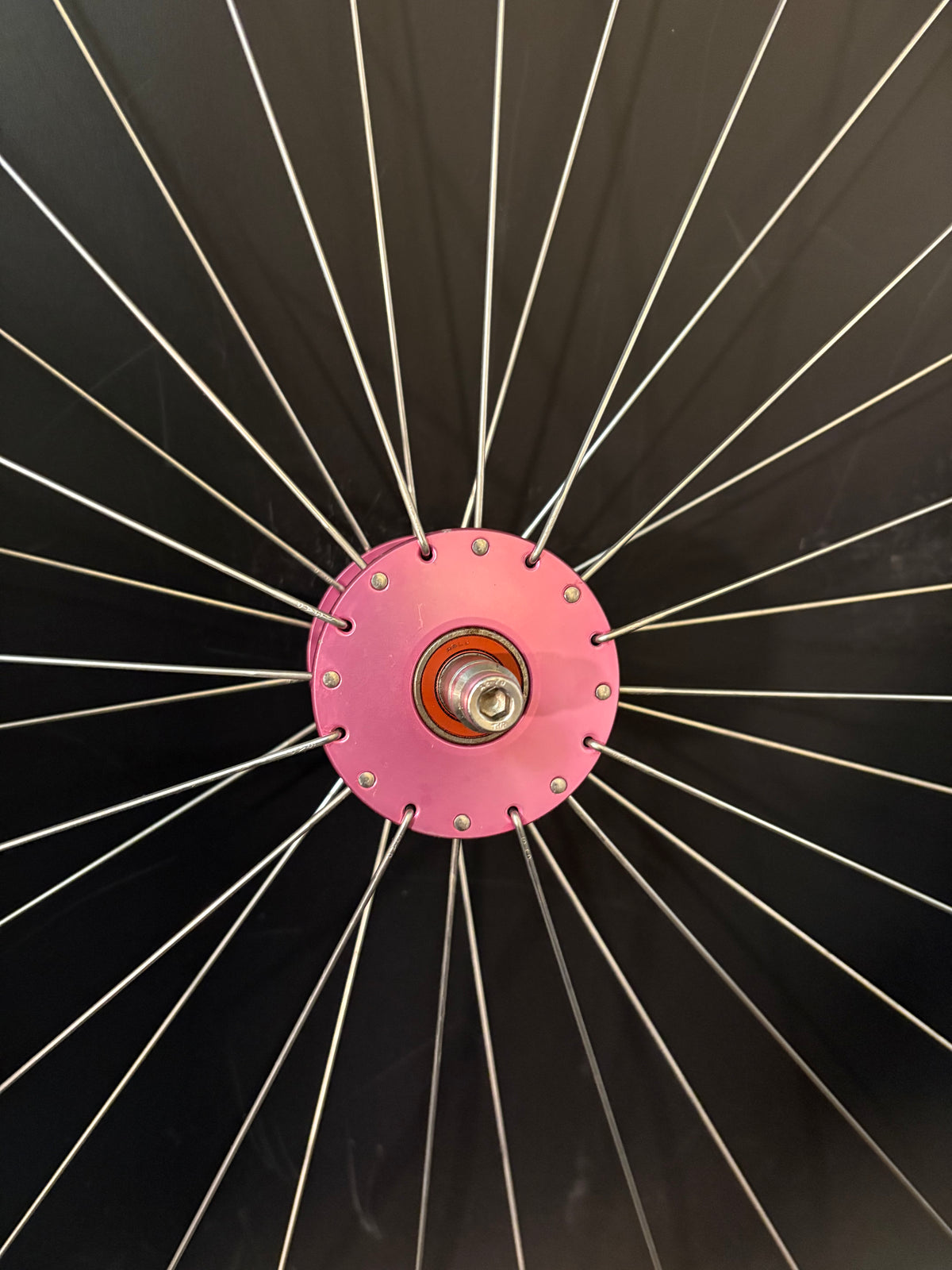 Velocity Deep V Machined White / Phil Wood HF Pink Wheelset 32h