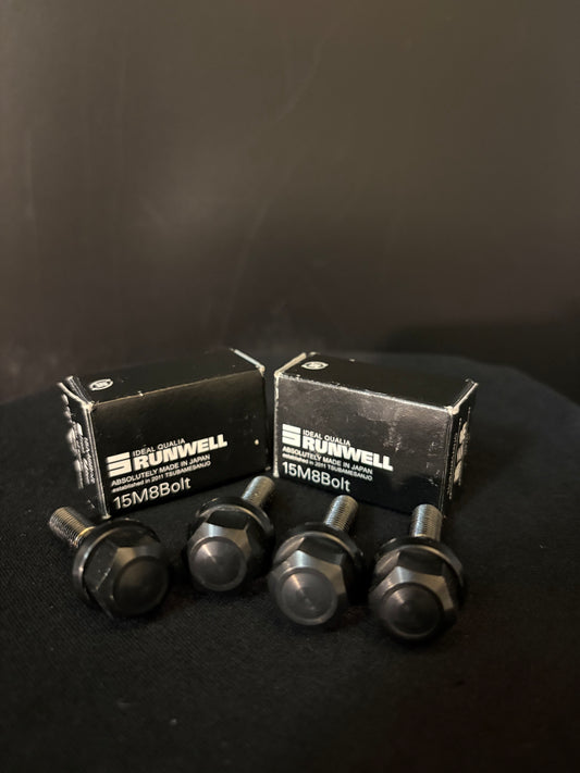 Runwell 15M8 Bolts Front + Rear Set Black
