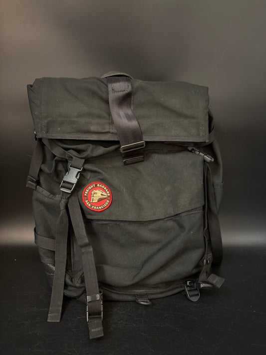 Freight Baggage Roll Top Messenger Bag Backpack Black