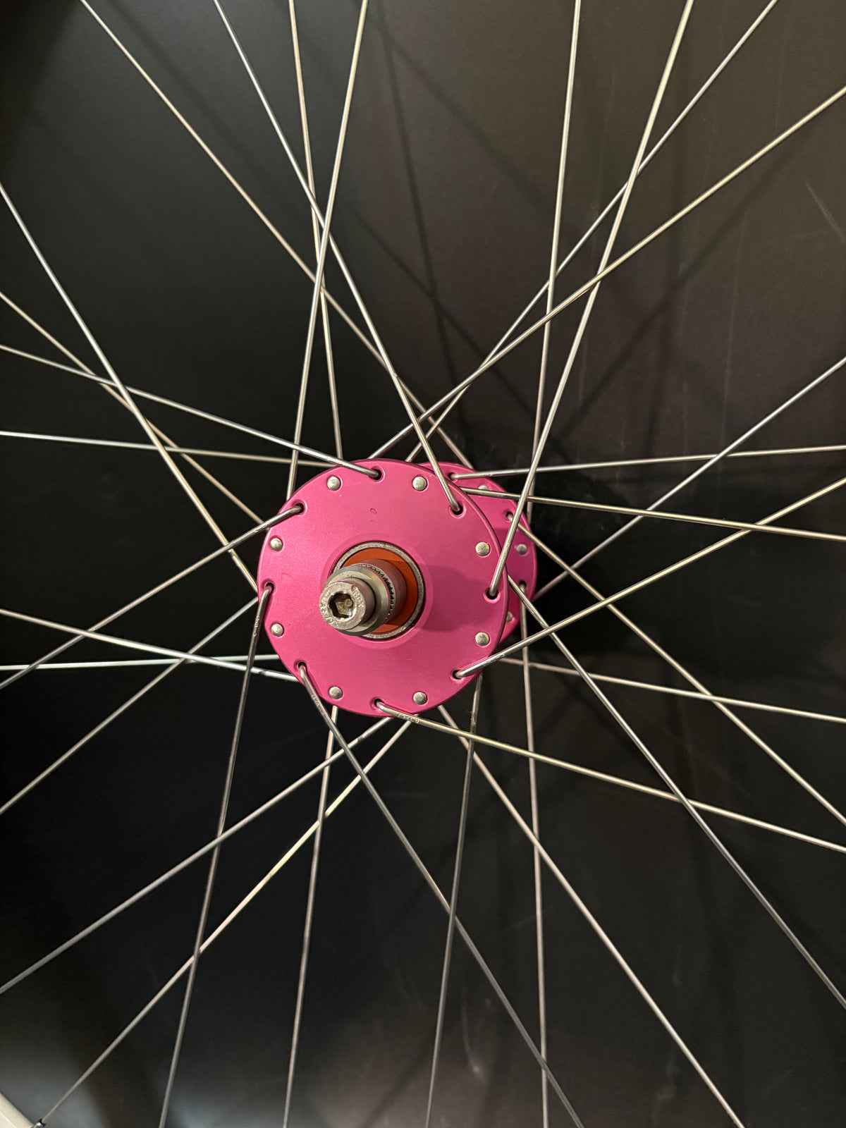 Velocity Deep V Machined White / Phil Wood HF Pink Wheelset 32h