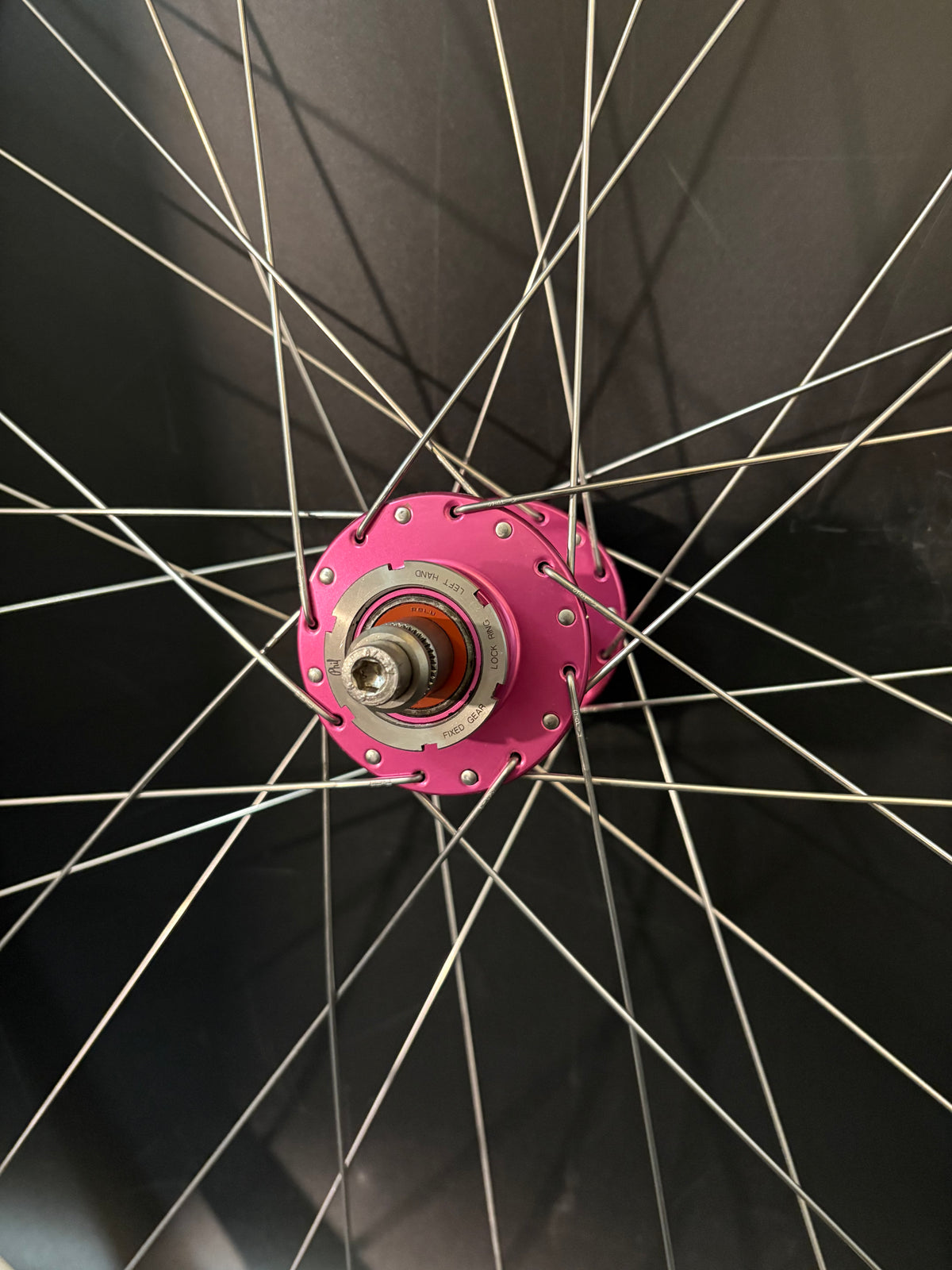 Velocity Deep V Machined White / Phil Wood HF Pink Wheelset 32h