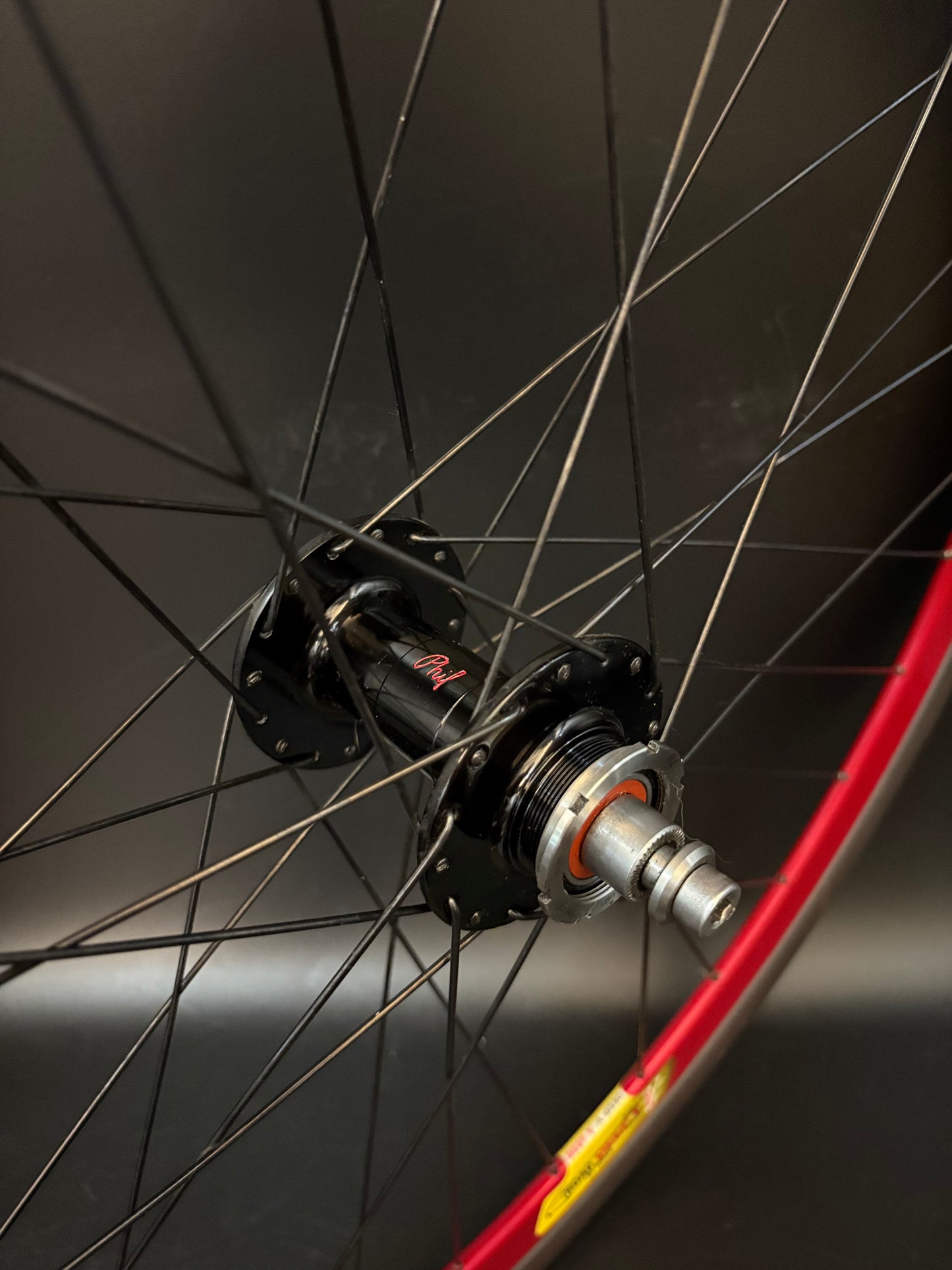 Velocity Deep V Red Machined / Phil Wood Wheelset Black 32h