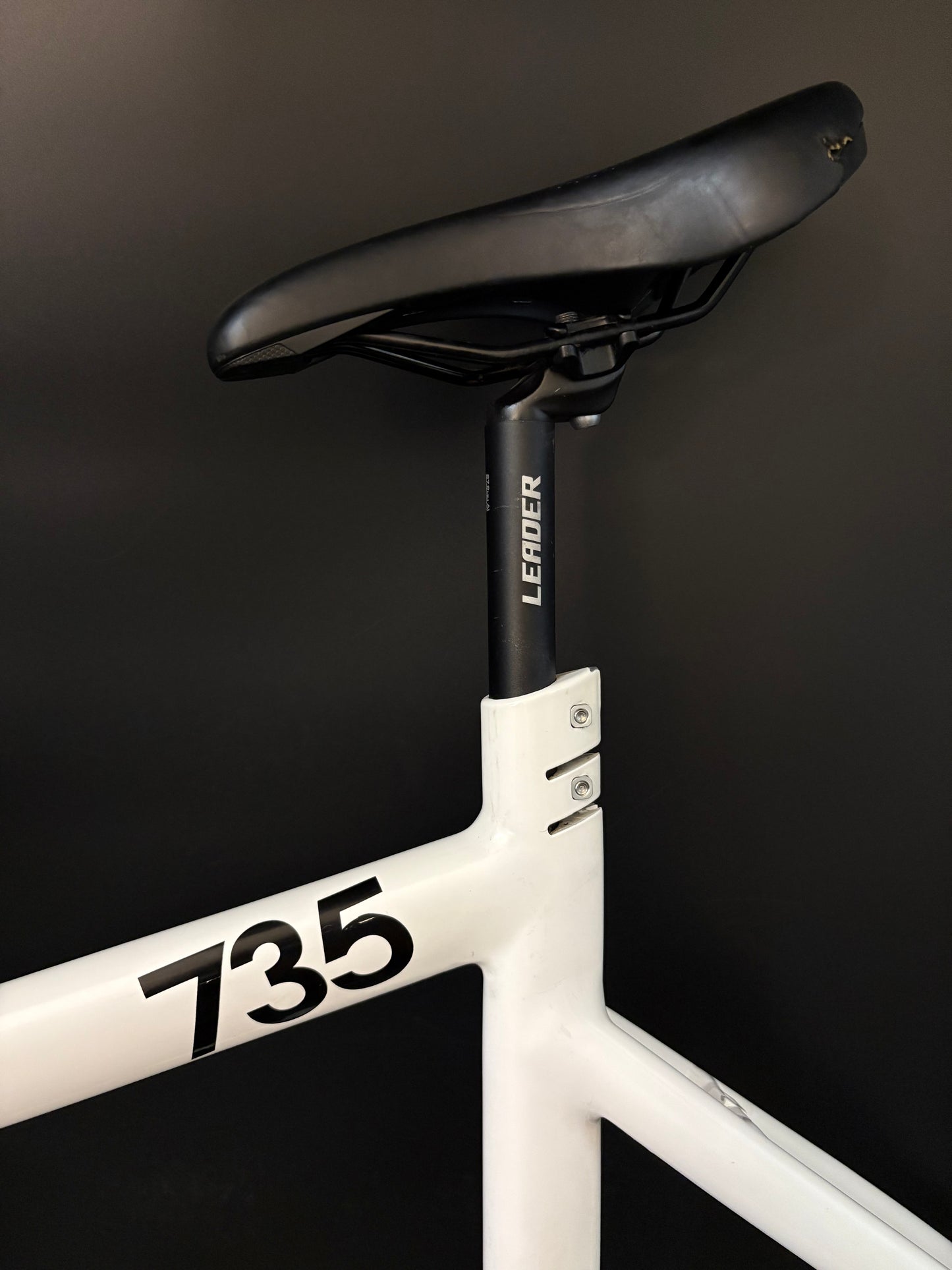 Leader 735 Frameset White 56cm w/ Stem + Bars + Saddle + Seatpost + Crankset