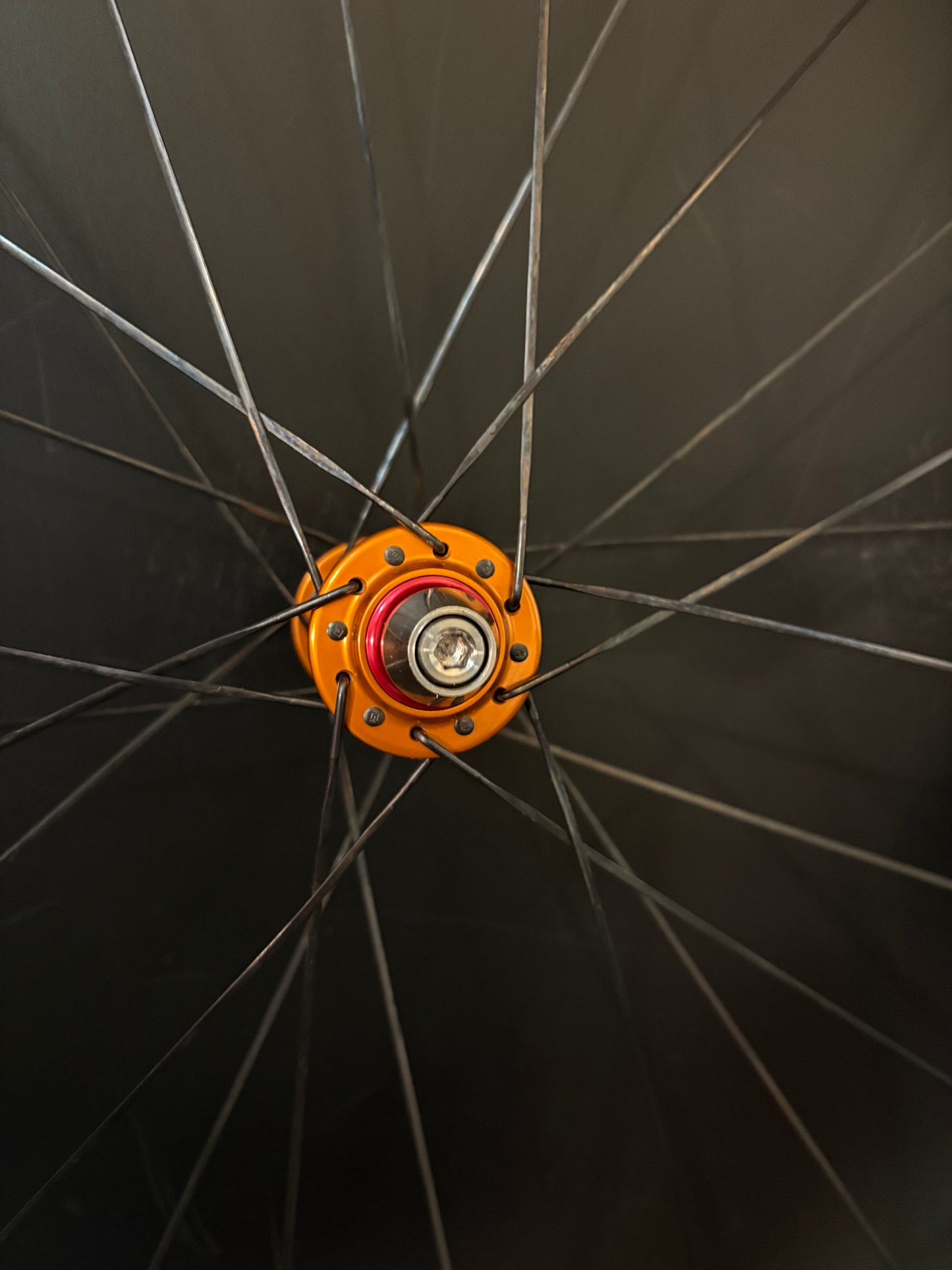 Deluxe White Logo 45mm Carbon / Mack Hubs Wheelset Orange 24h