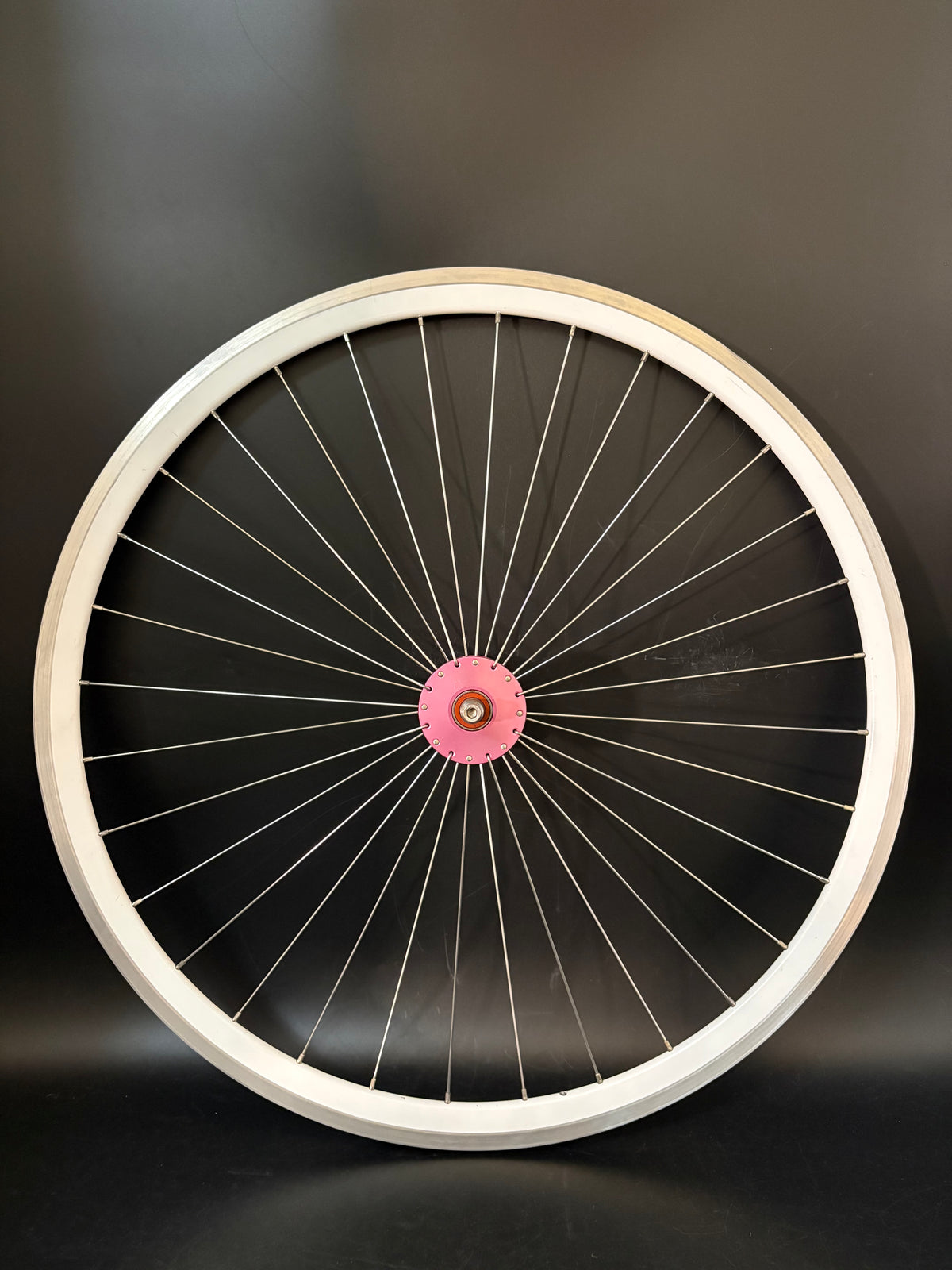 Velocity Deep V Machined White / Phil Wood HF Pink Wheelset 32h