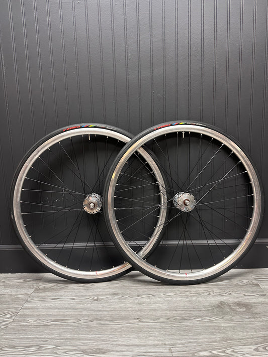 Velocity Quill Silver / Phil Wood High Flange Silver Wheelset 36h Single Fixed