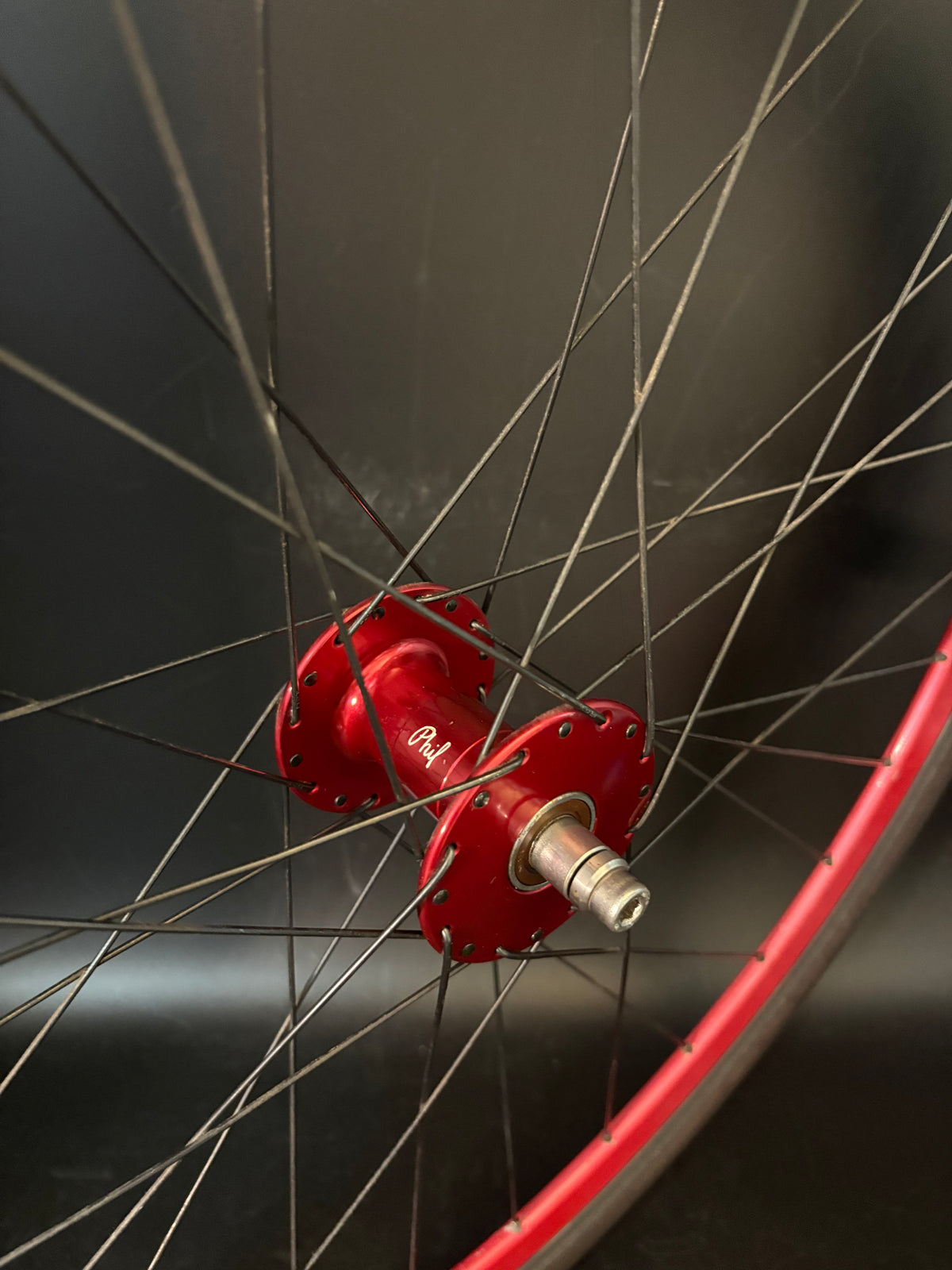 Velocity Deep V / Phil Wood Wheelset Red 32h