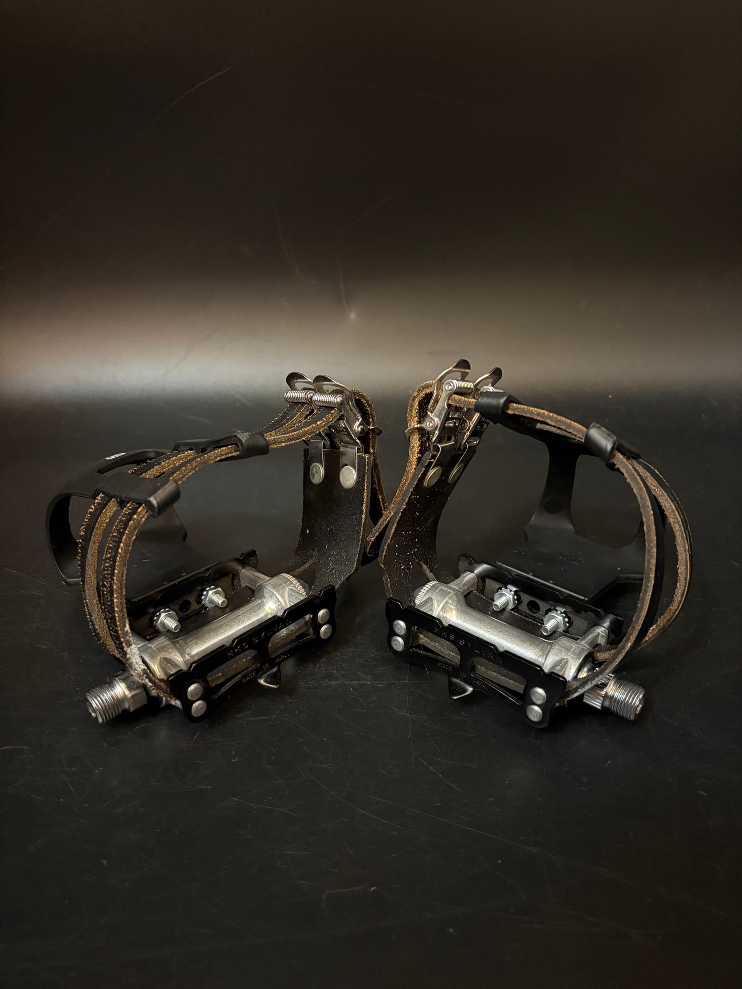 MKS Sylvan Black / All City Leather Double Straps Pedal Setup