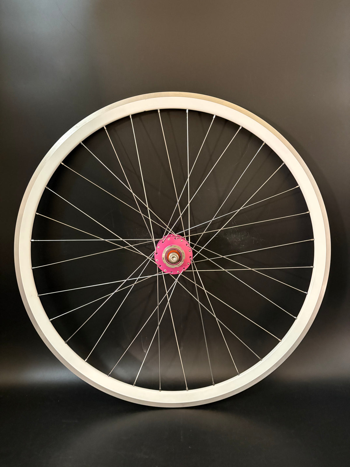 Velocity Deep V Machined White / Phil Wood HF Pink Wheelset 32h