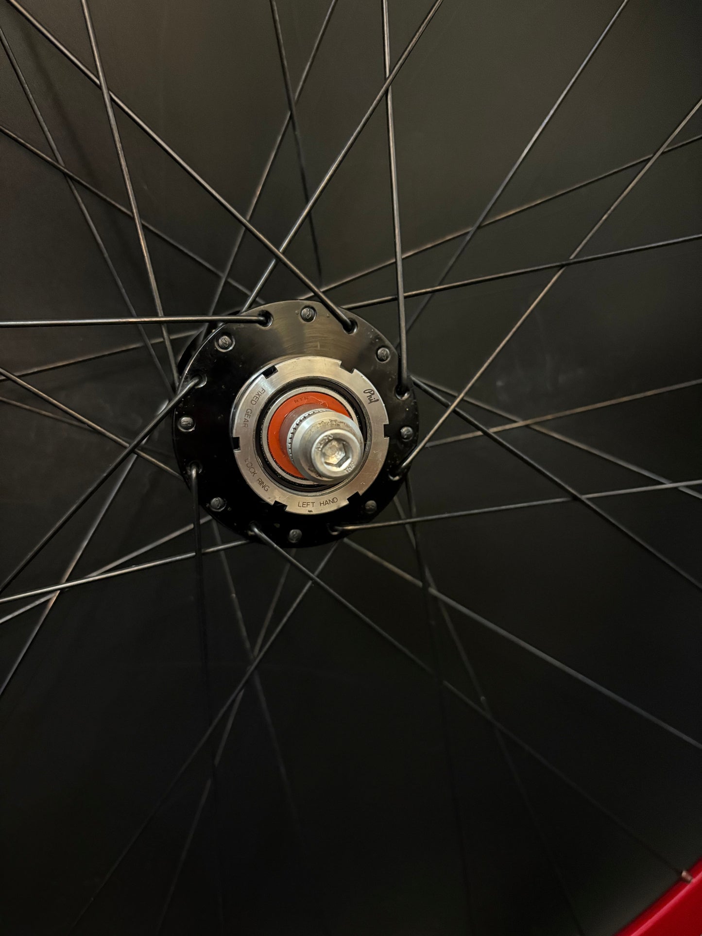 Velocity Deep V Red Machined / Phil Wood Wheelset Black 32h