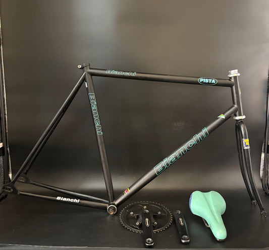 Bianchi Pista Frameset Black 57cm w/ Crankset + Saddle