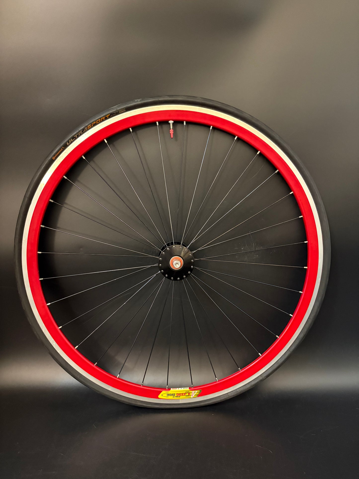 Velocity Deep V Red Machined / Phil Wood Wheelset Black 32h
