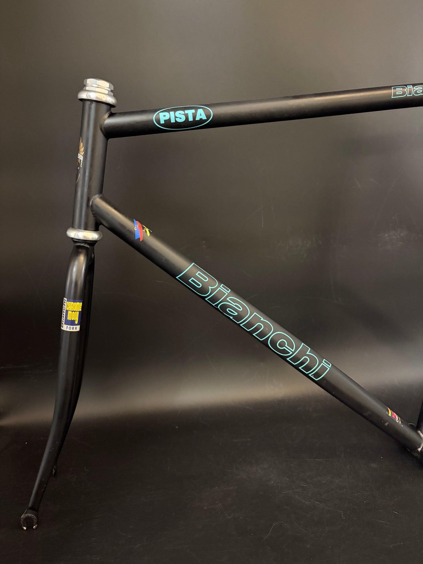 Bianchi Pista Frameset Black 57cm w/ Crankset + Saddle