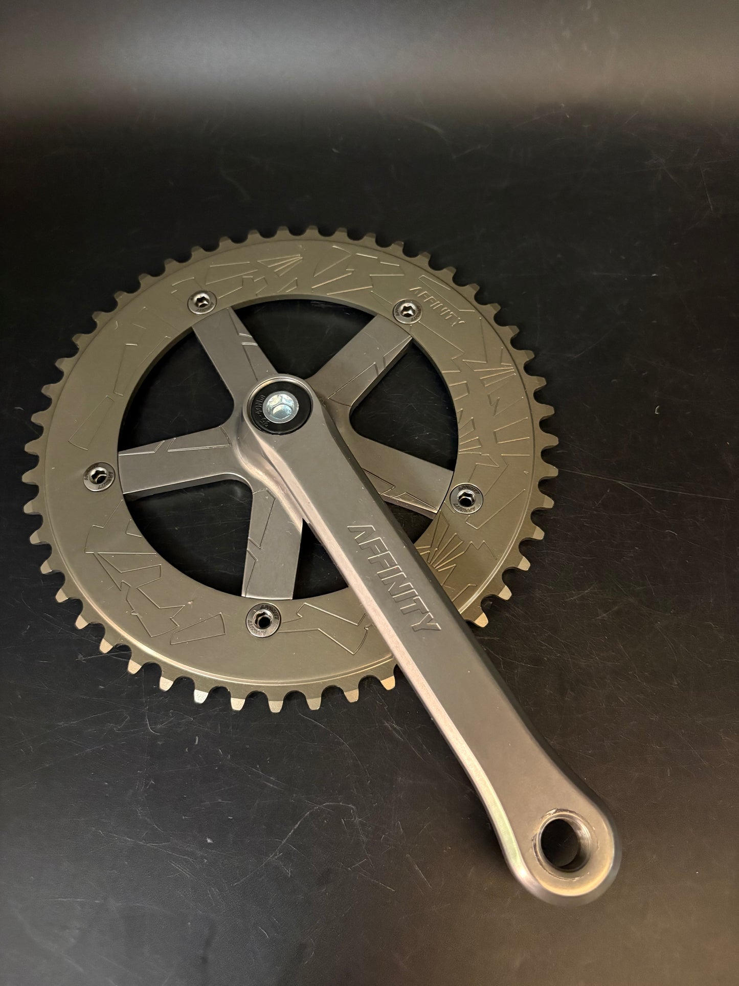 Affinity Pro Track Crankset Hard Ano Grey 165mm 49t