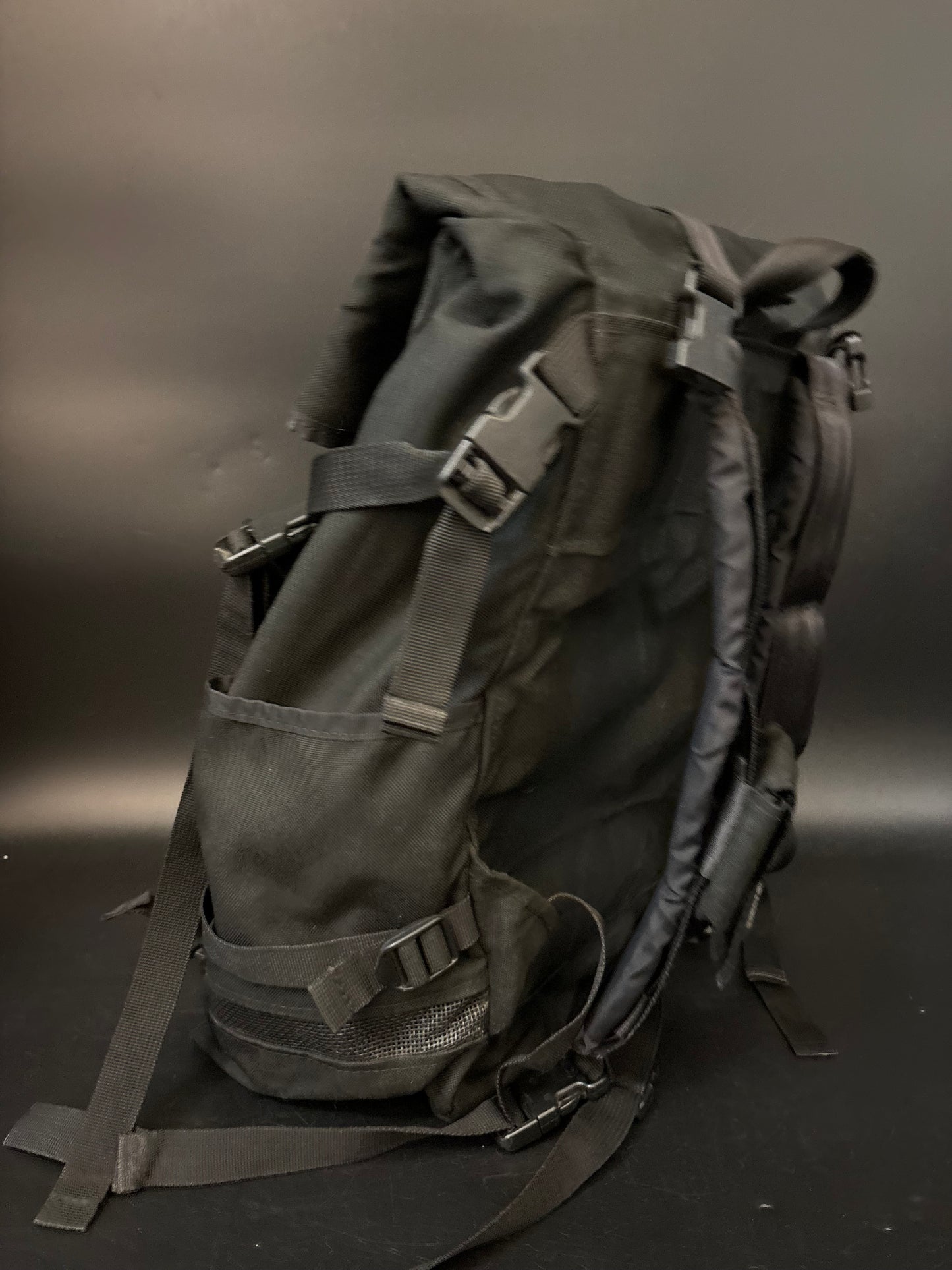 Freight Baggage Roll Top Messenger Bag Backpack Black