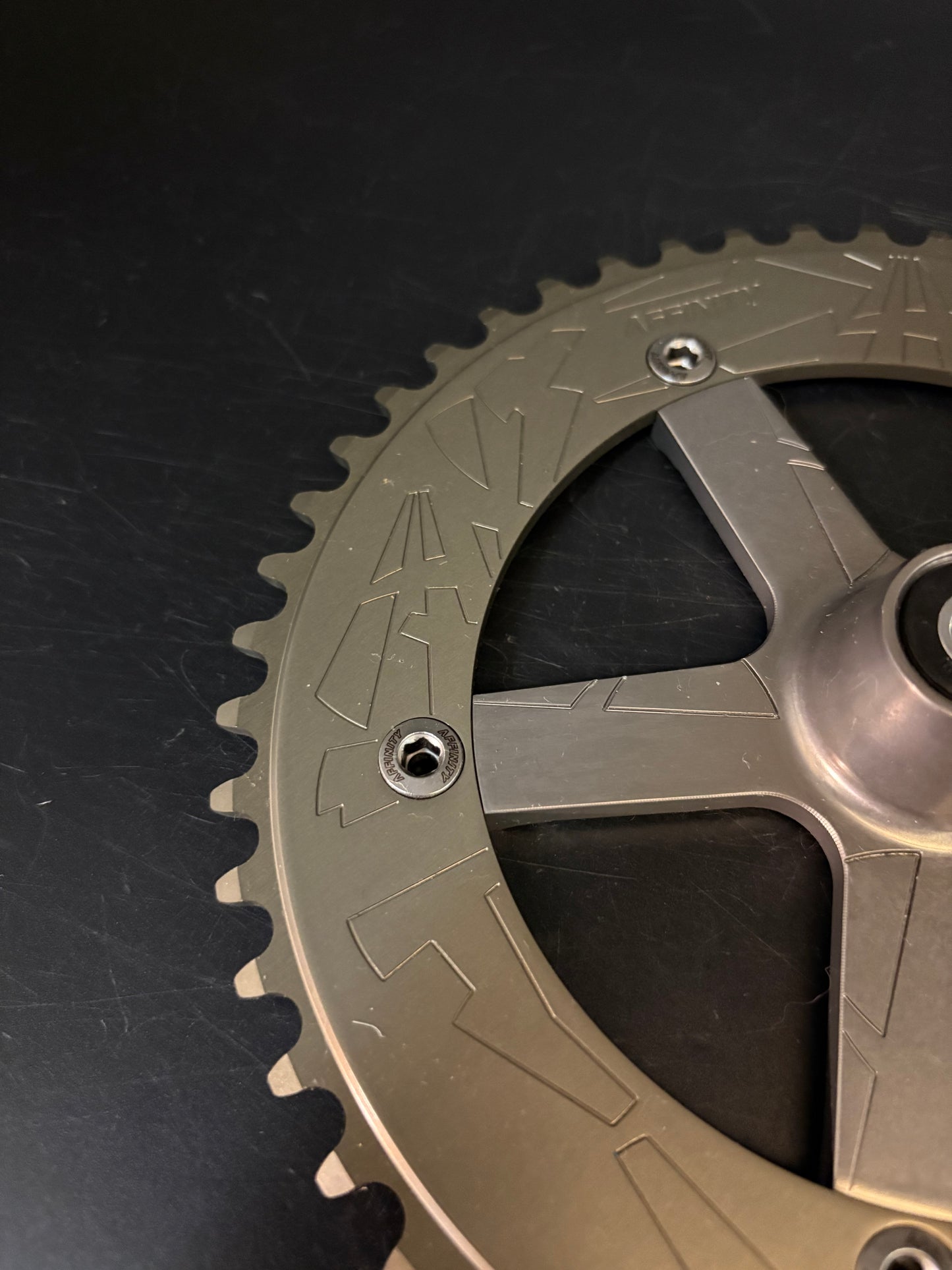 Affinity Pro Track Crankset Hard Ano Grey 165mm 49t
