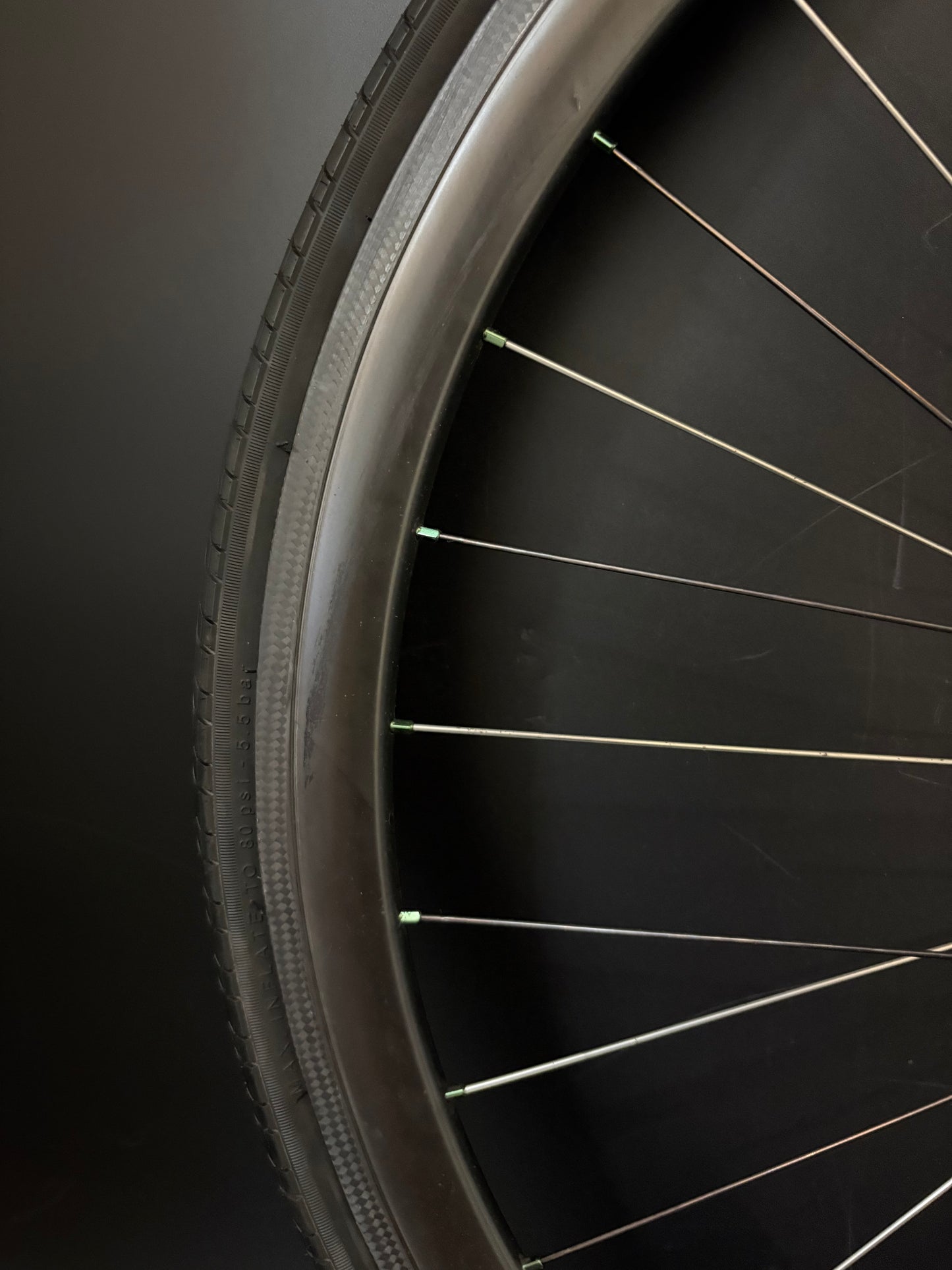 H Plus Son Archetype Black + BLB Notorious 38 Carbon / Phil Wood Bright Green LF Wheelset 32h