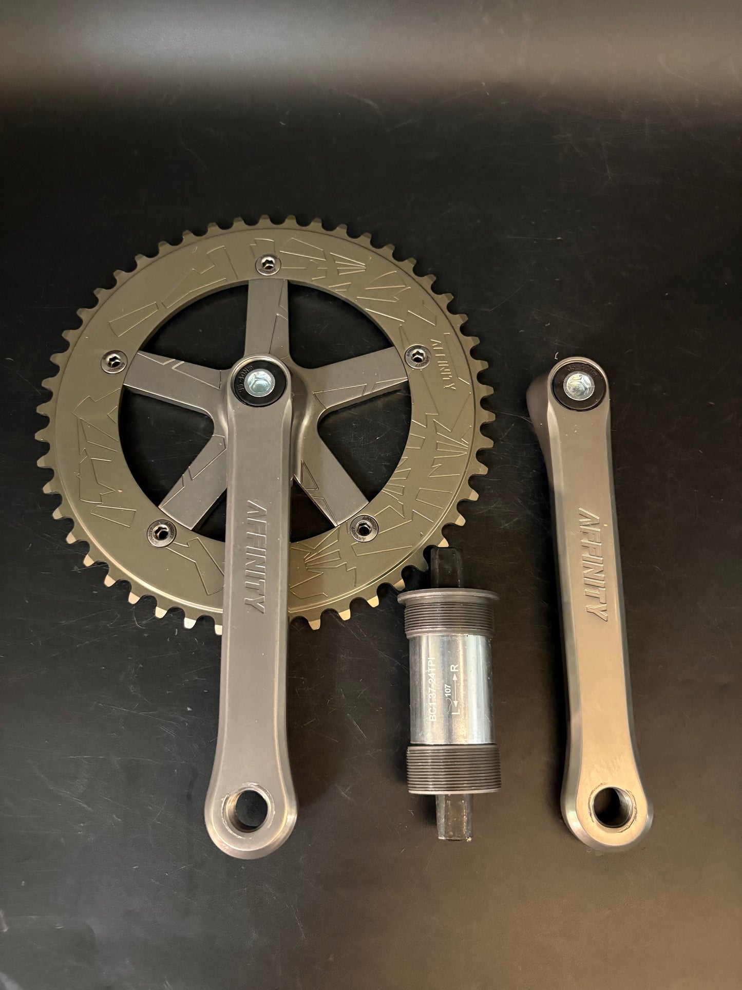 Affinity Pro Track Crankset Hard Ano Grey 165mm 49t