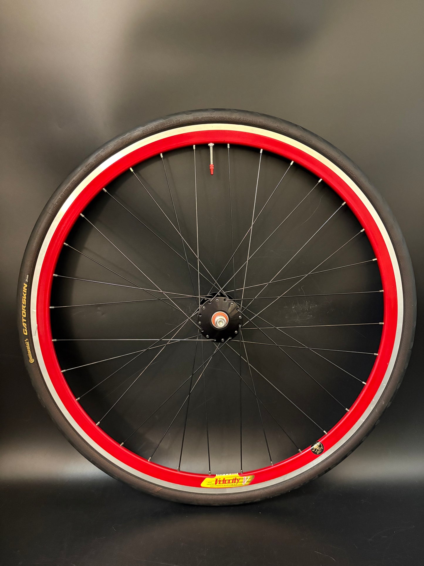 Velocity Deep V Red Machined / Phil Wood Wheelset Black 32h
