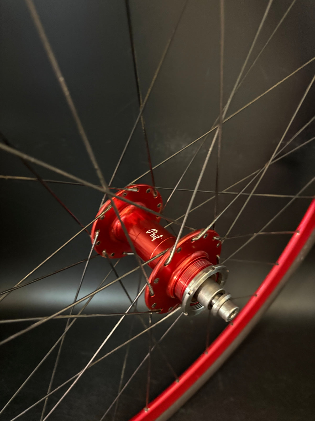 Velocity Deep V / Phil Wood Wheelset Red 32h