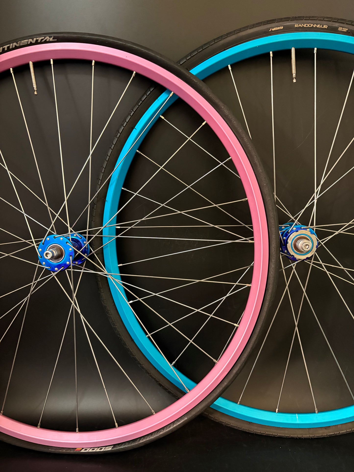 Velocity A23 Turquoise + Pink / Mash SF x Phil Wood Wheelset 28h