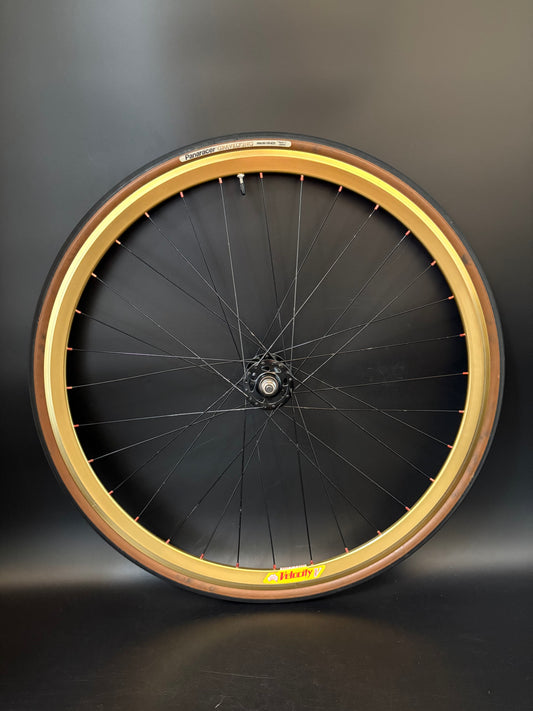 Velocity Deep V Gold / Unbranded Hub Front Wheel 32h