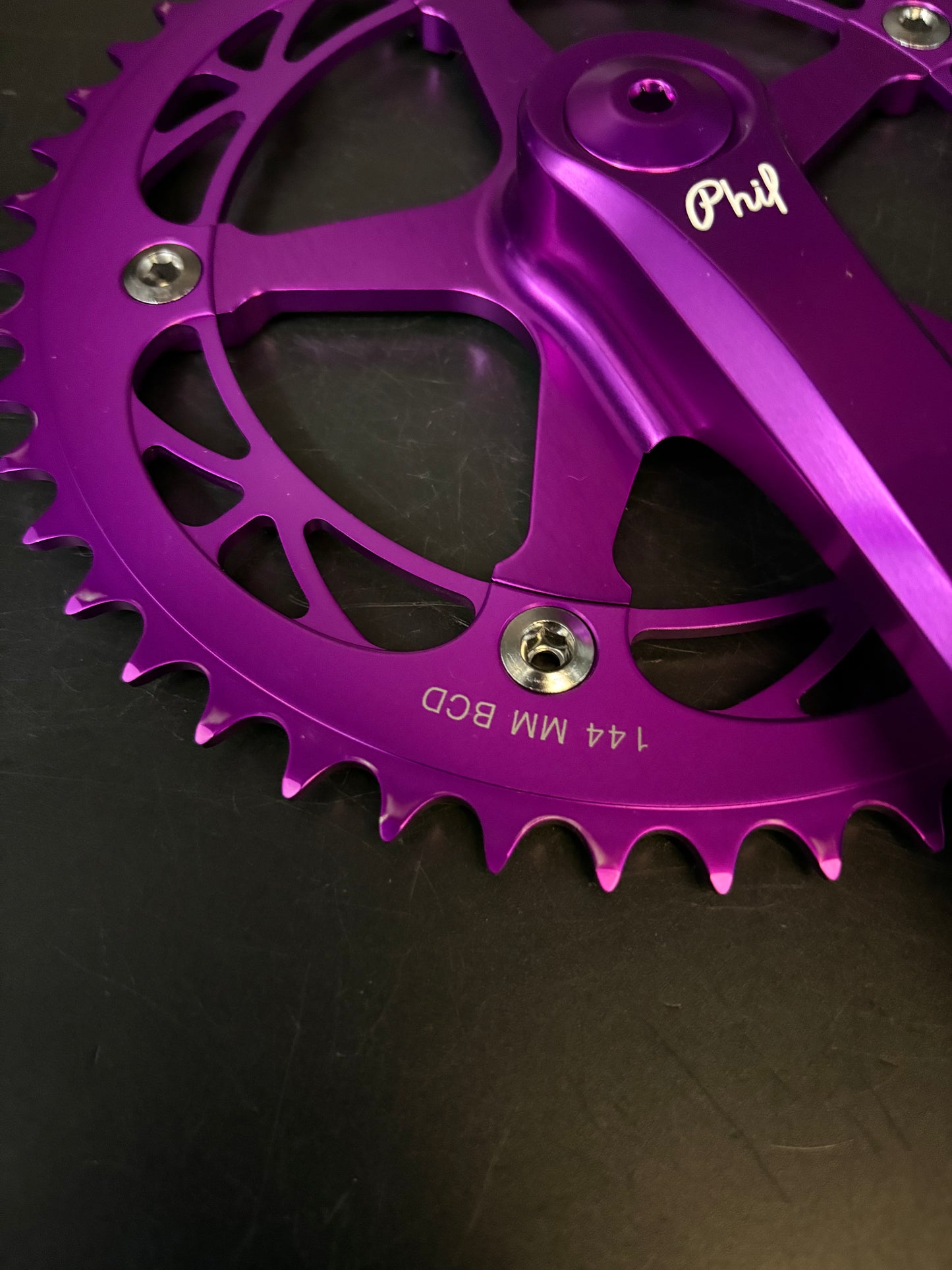 Phil Wood Track Crankset Purple 165mm 48t