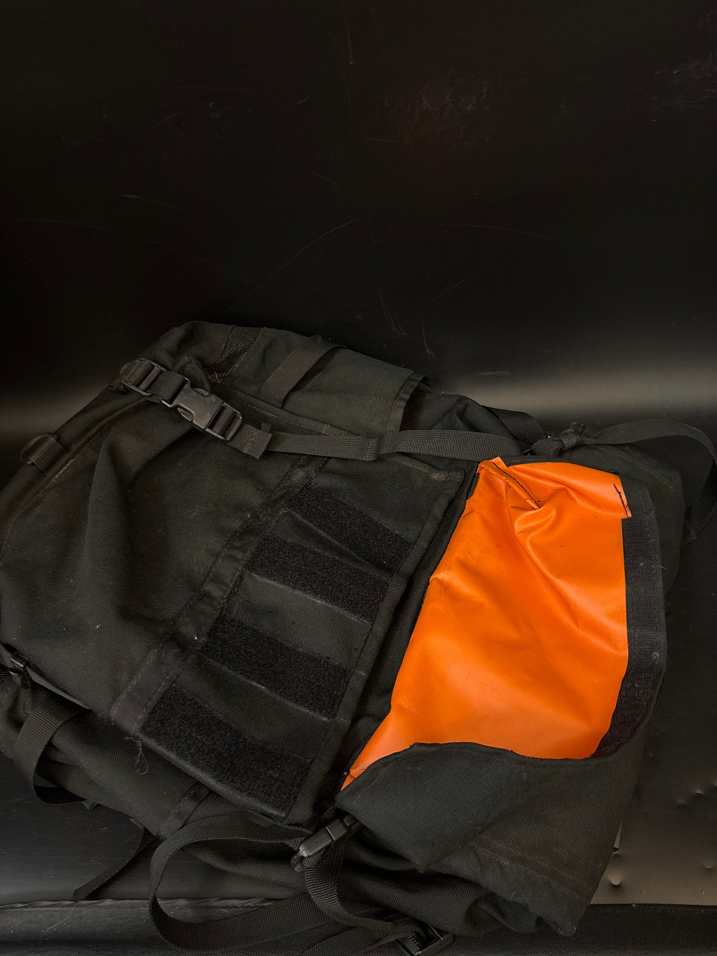 Freight Baggage Roll Top Messenger Bag Backpack Black