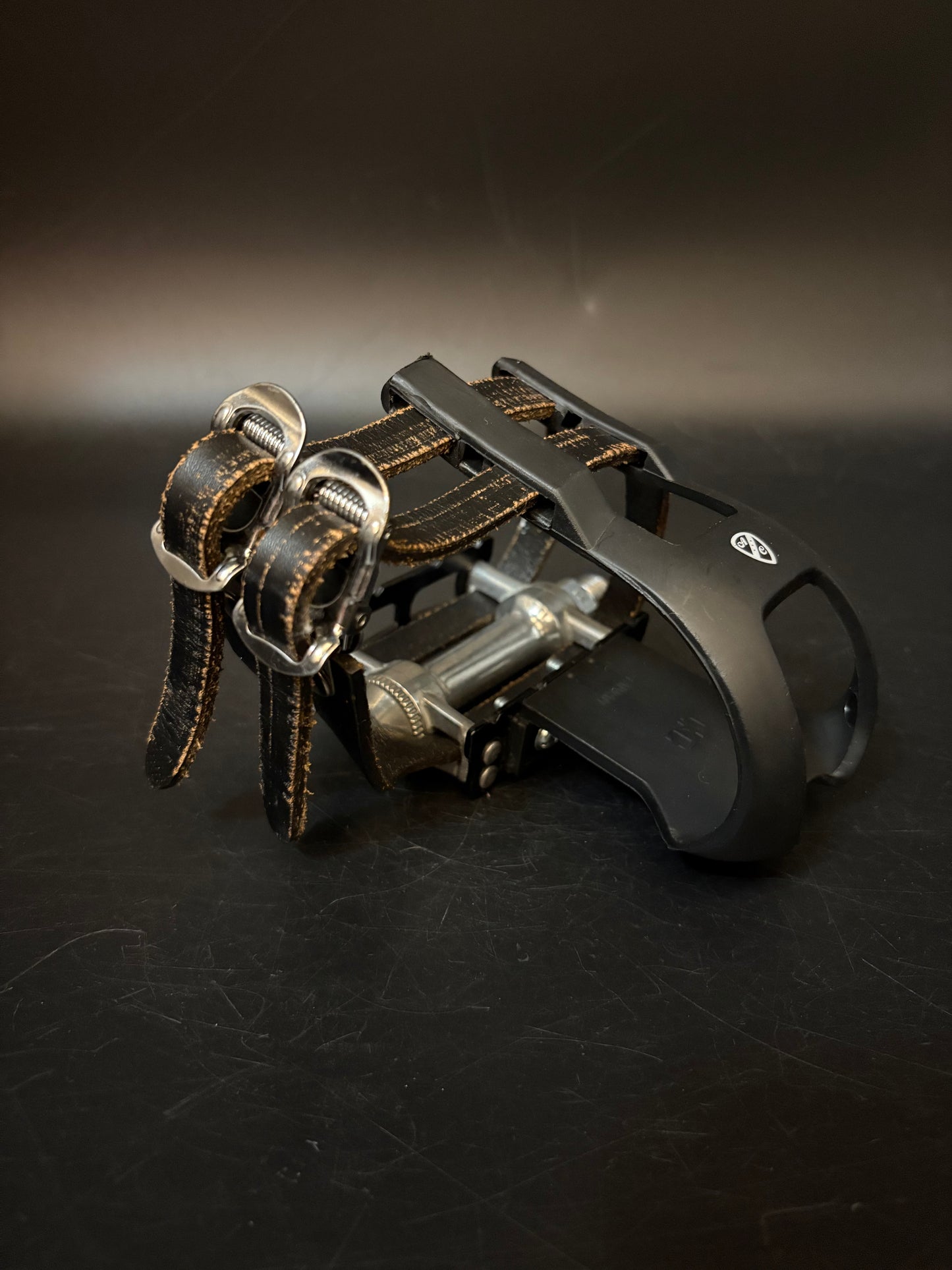 MKS Sylvan Black / All City Leather Double Straps Pedal Setup